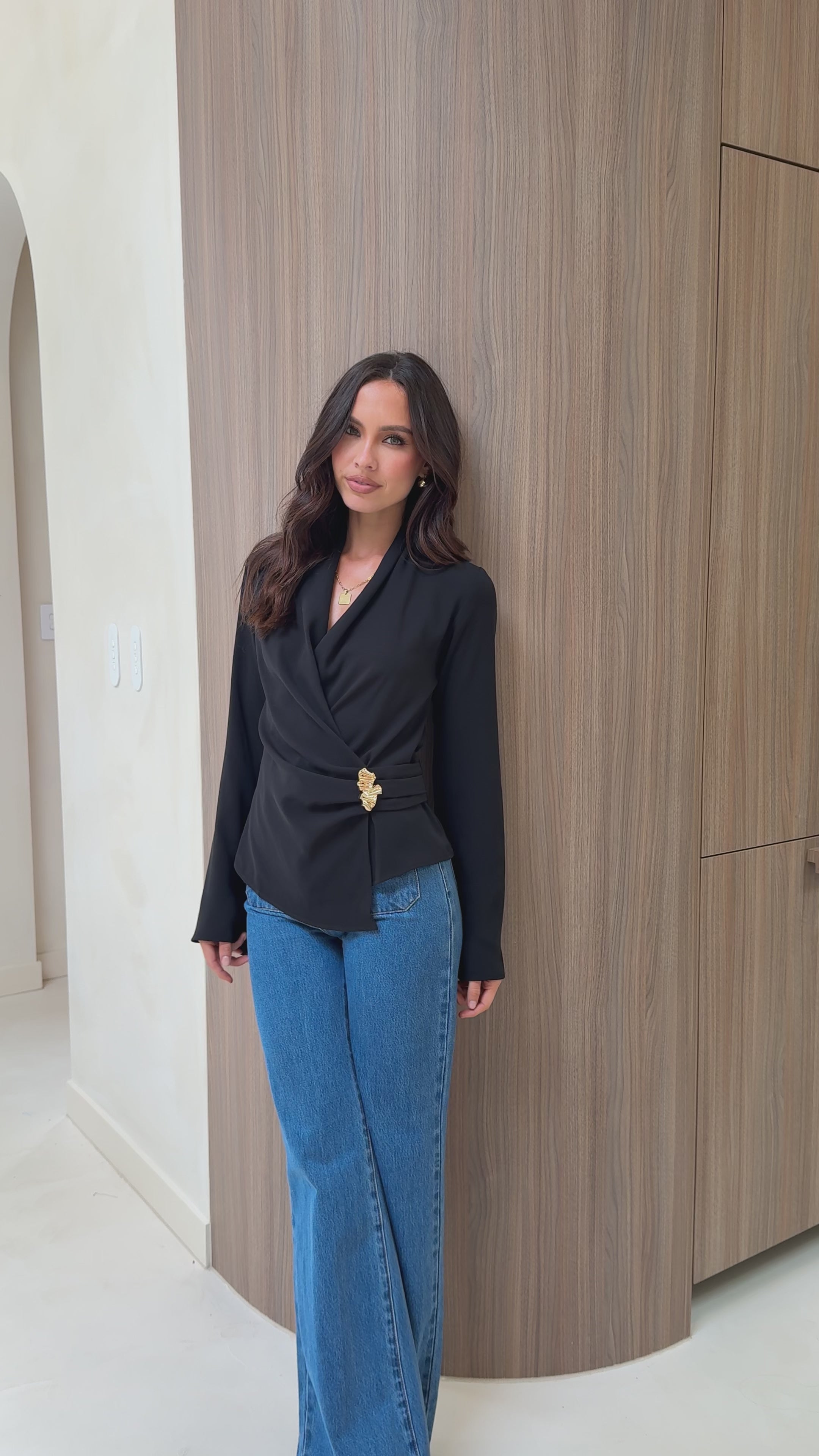 Lani Open Front Top - Black