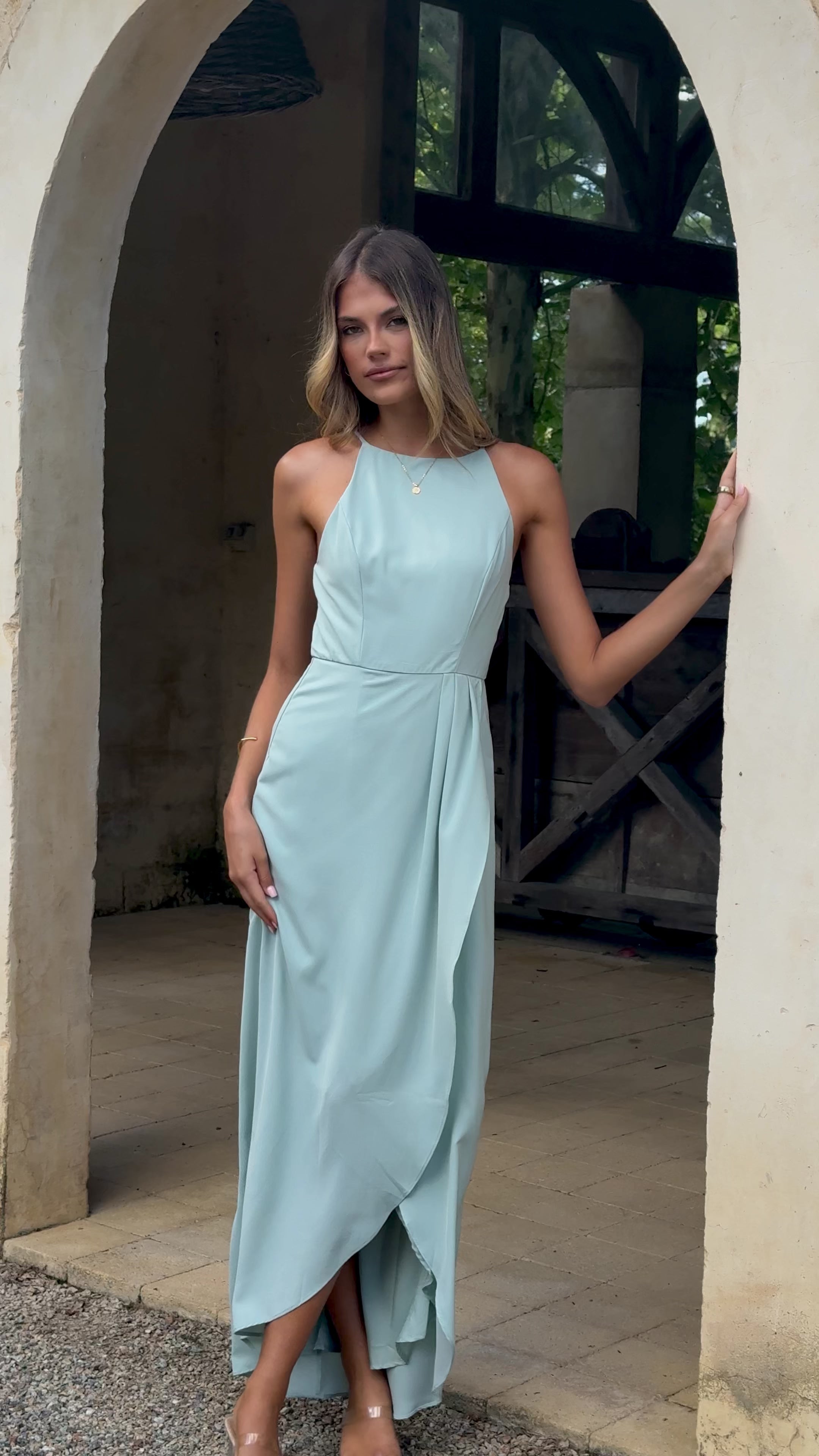 Genevieve Boat Neck Maxi Dress - Sage