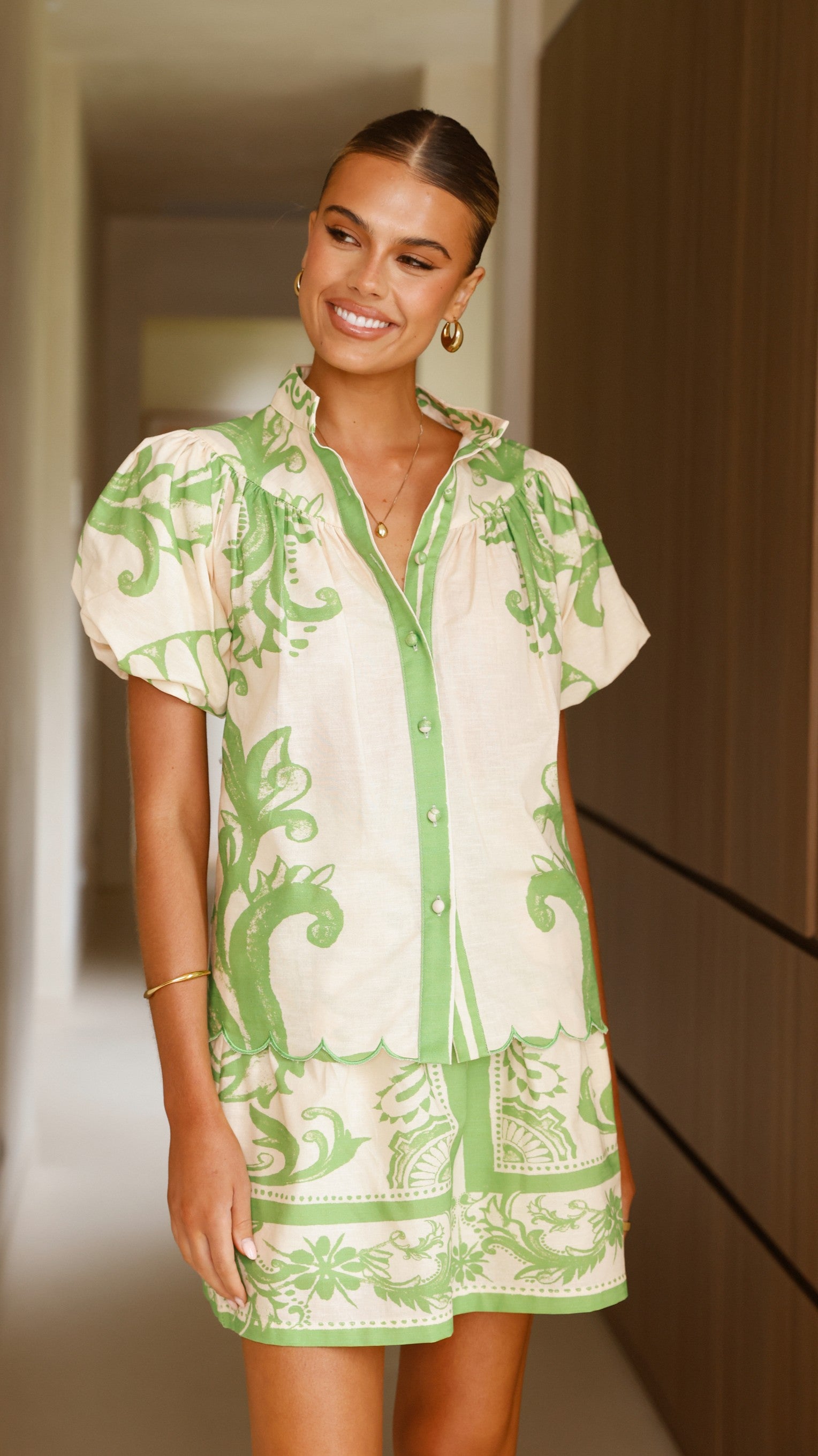 Lanie Shirt - Sage / Cream