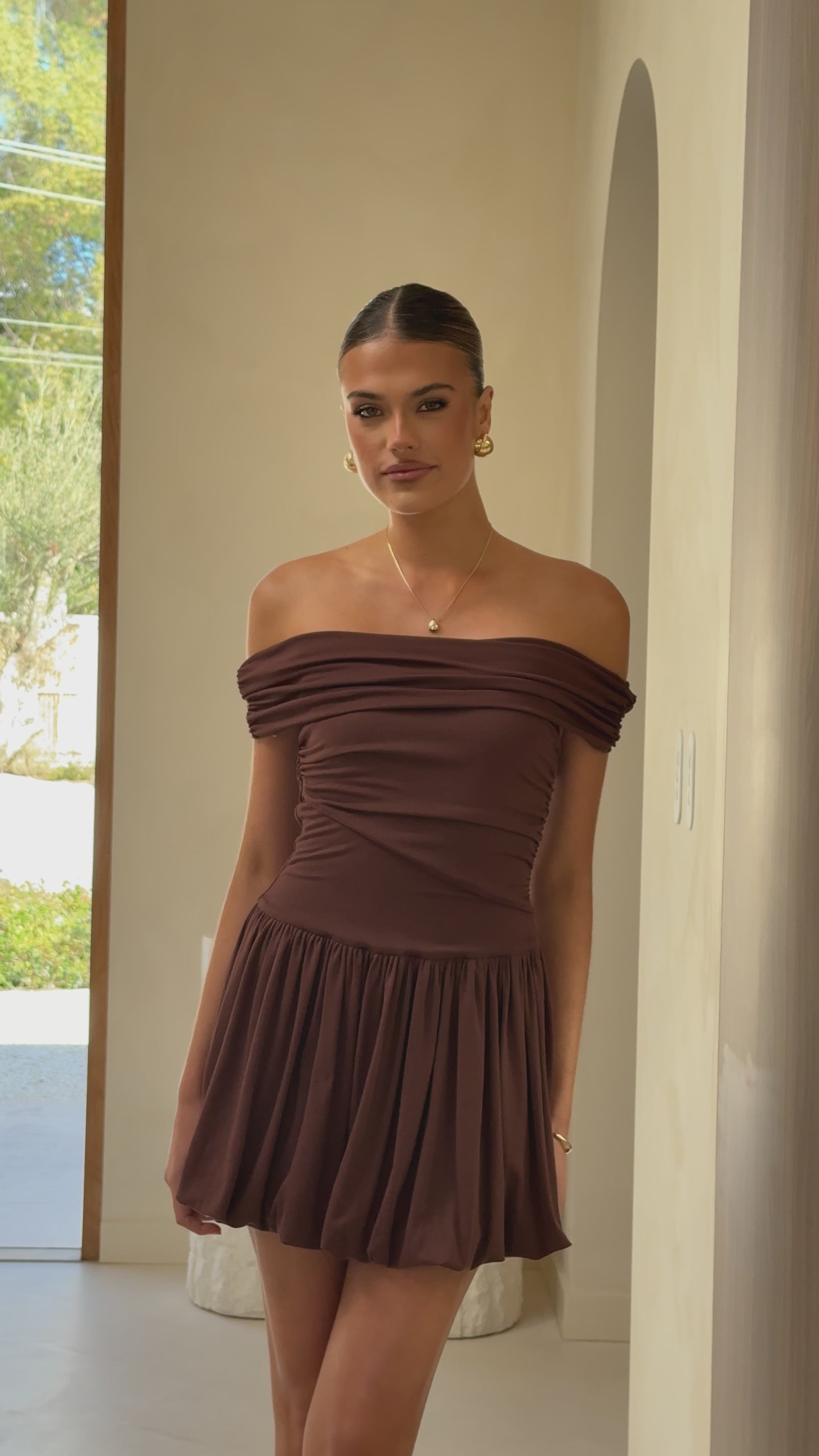 Manalla Mini Dress - Brown