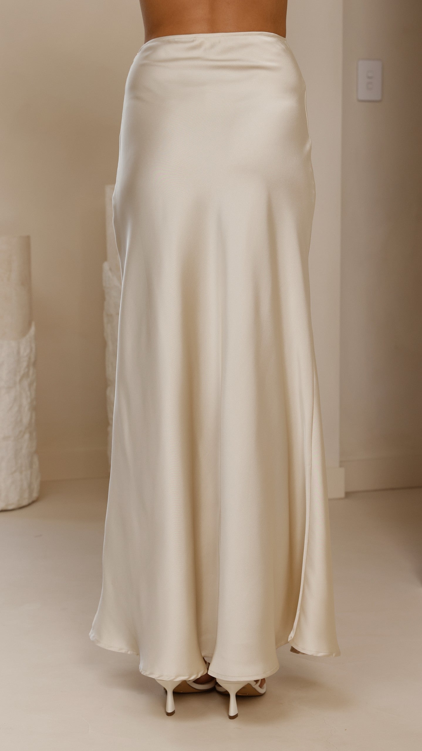 Darina Bias Cut Maxi Skirt - Champagne