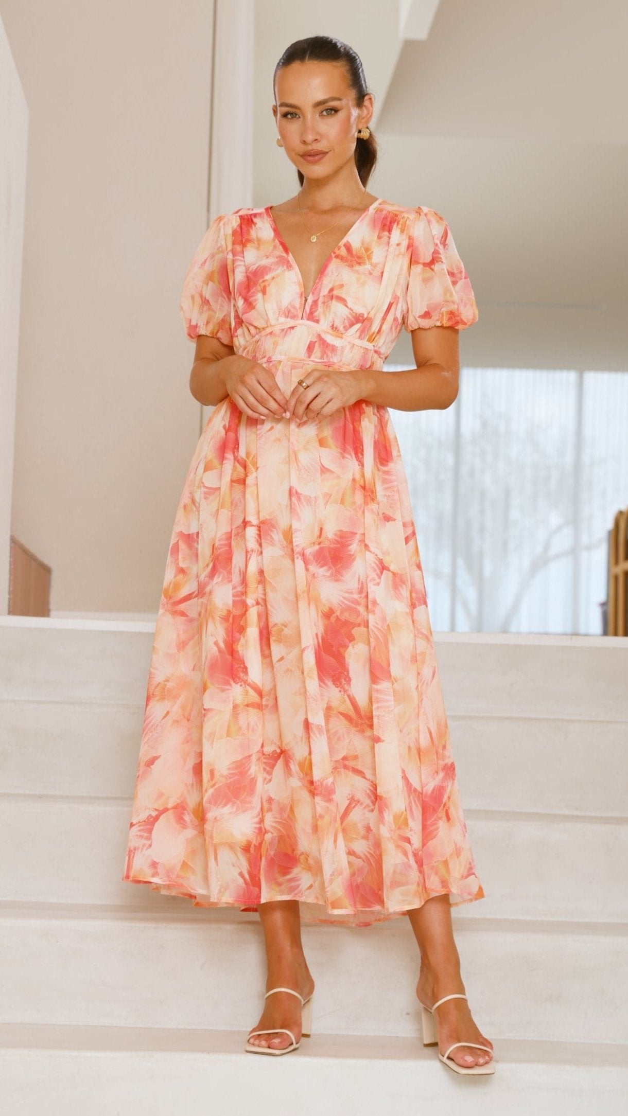 Talma Maxi Dress - Orange Floral