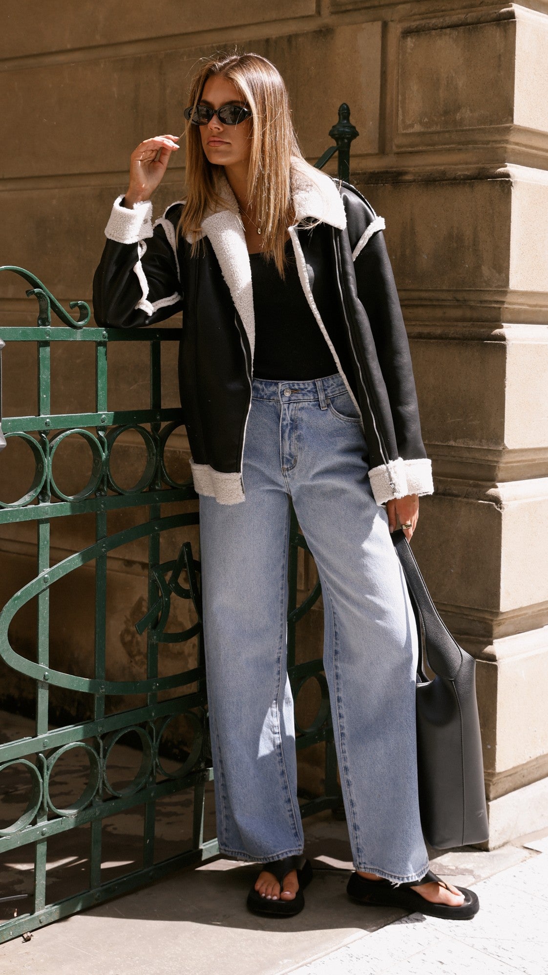 London Oversized Biker - Black