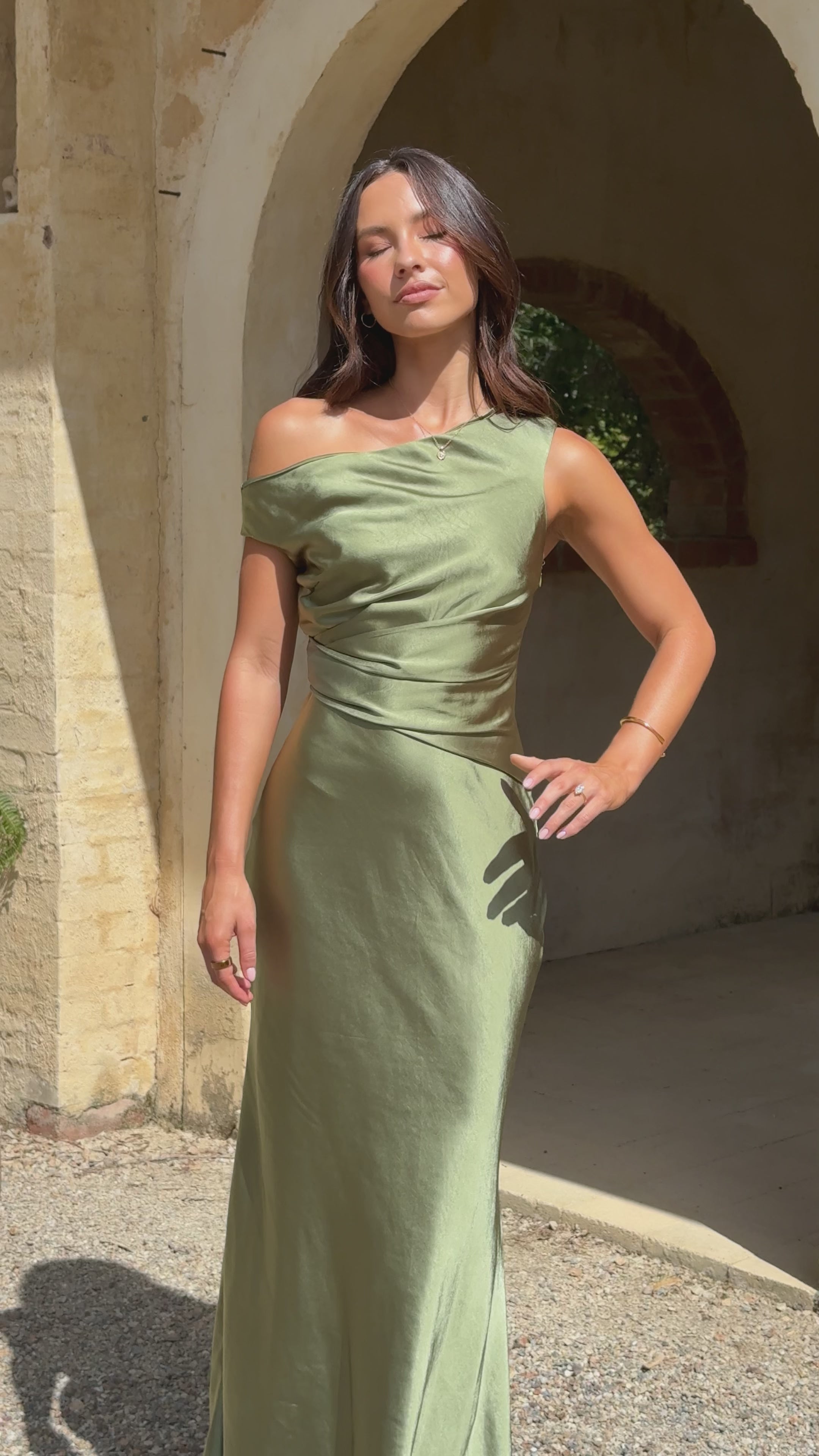 Auria Off Shoulder Maxi Dress - Olive