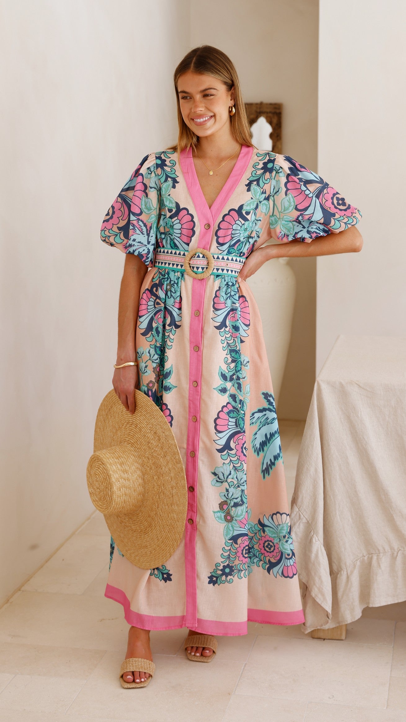 Dali Maxi Dress - Island Bloom Pink