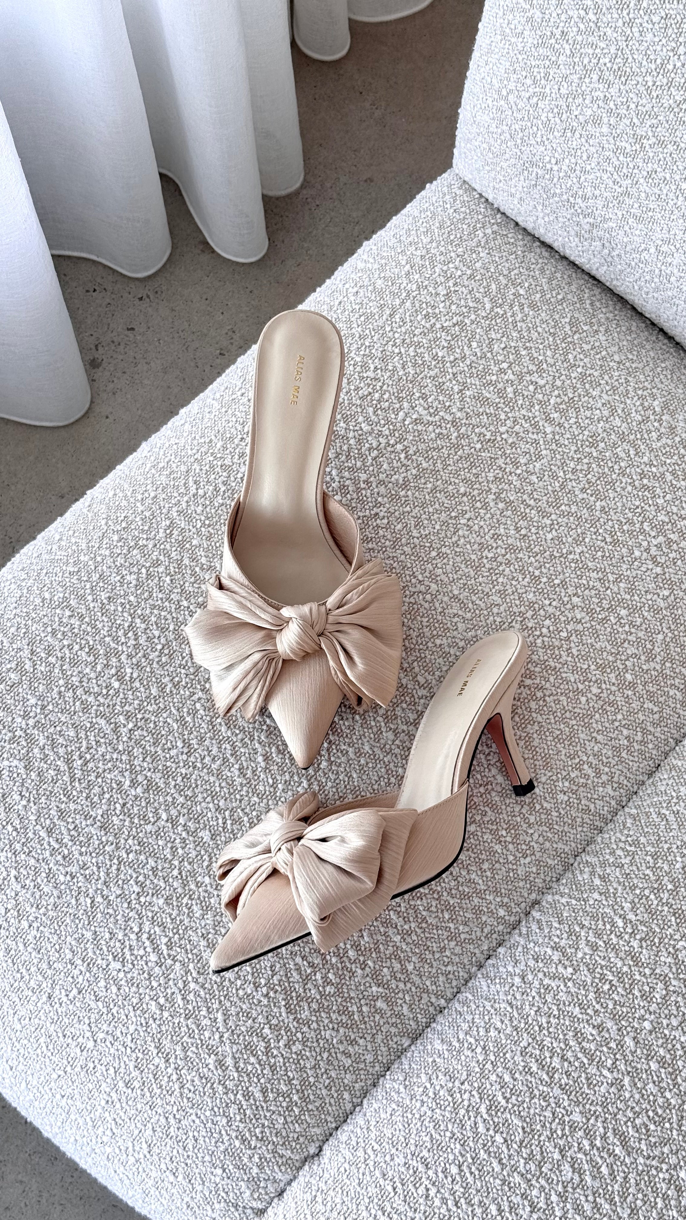 Fae Heel - Champagne Satin