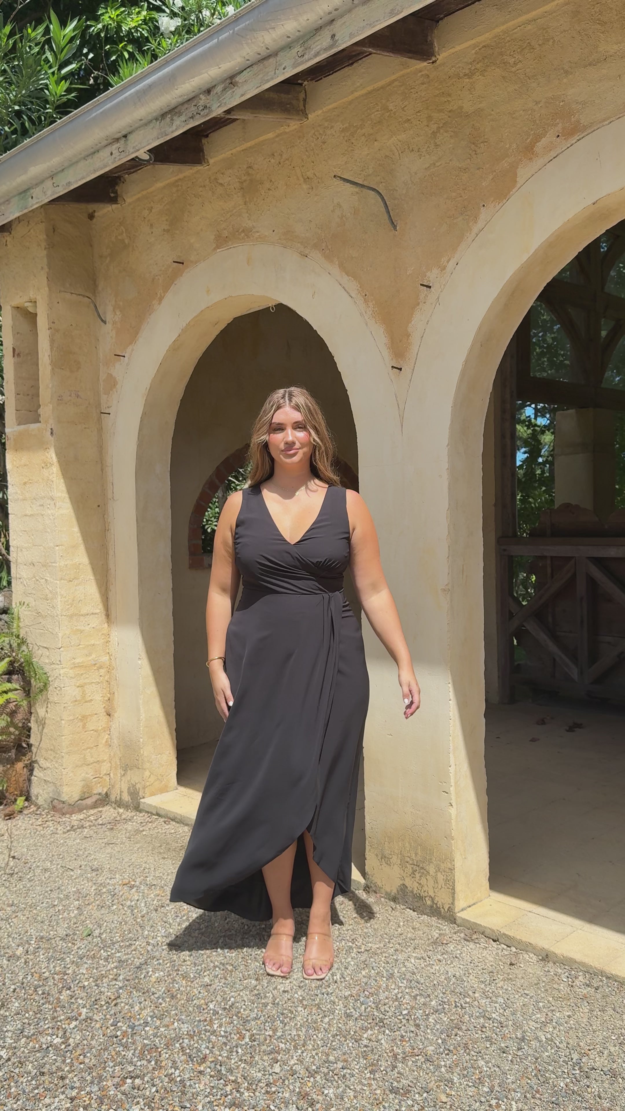 Pamela V Neck Maxi Dress - Black