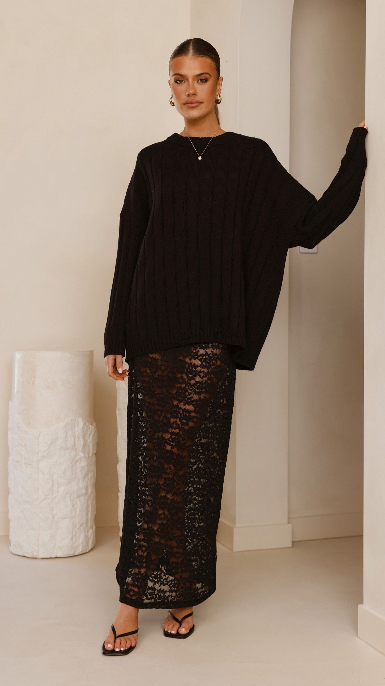 Harlene Lace Maxi Skirt - Black