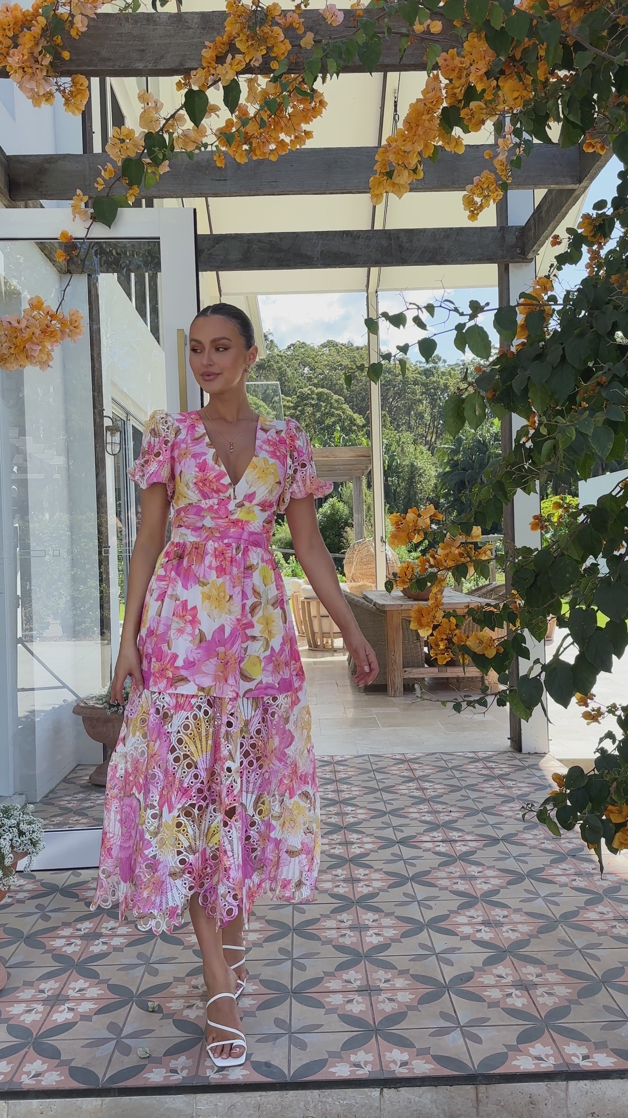 Solana Midi Dress - Pink Floral