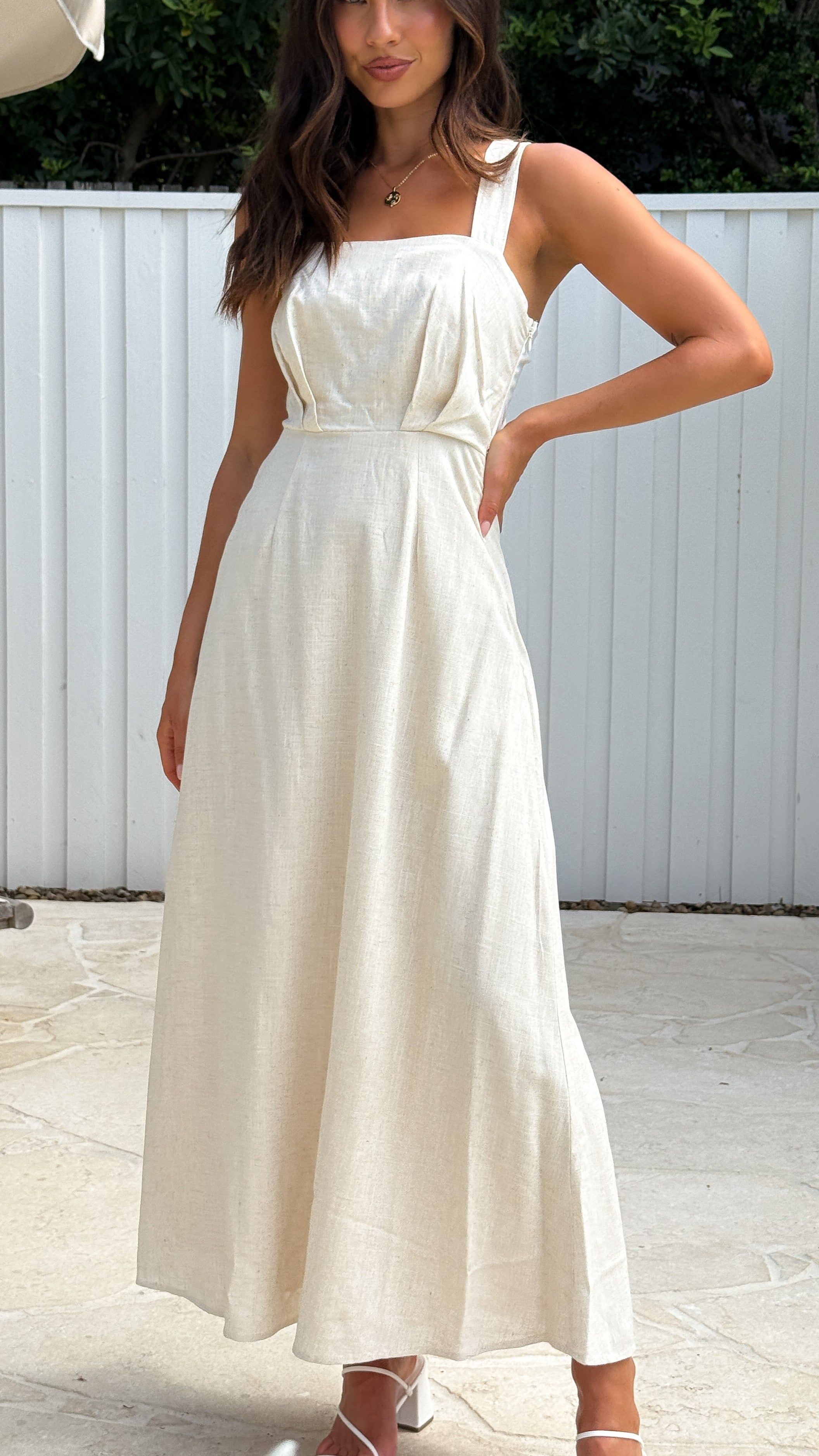 Zavory Maxi Dress - Oat / White