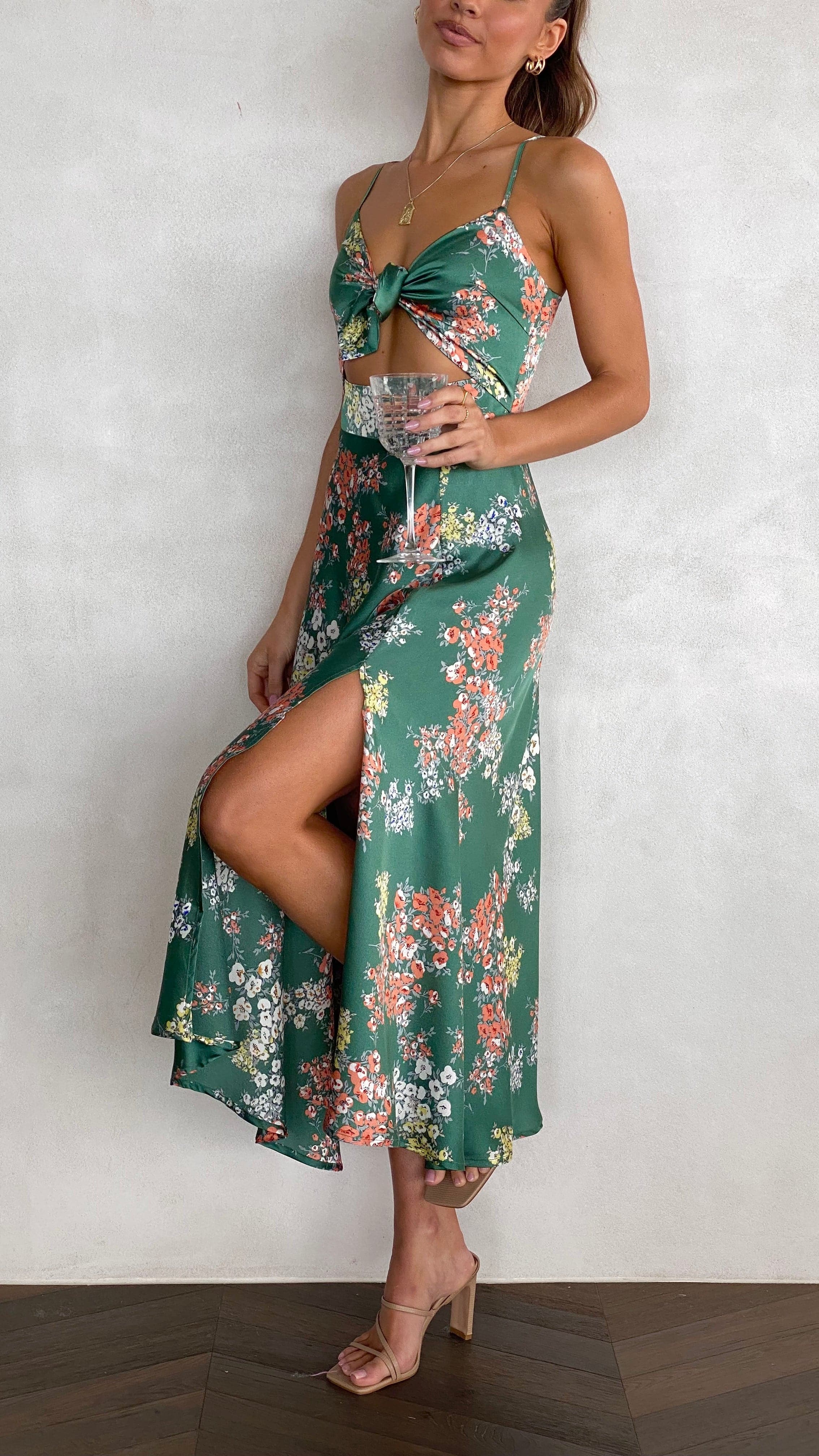 Dreamers Midi Dress - Green Floral