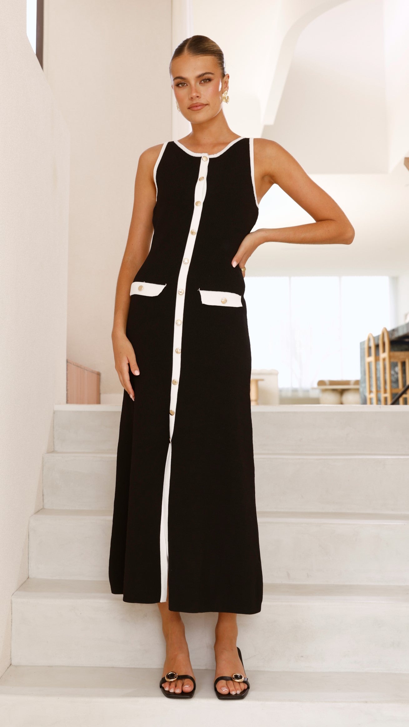 Antoinette Maxi Dress - Black/White