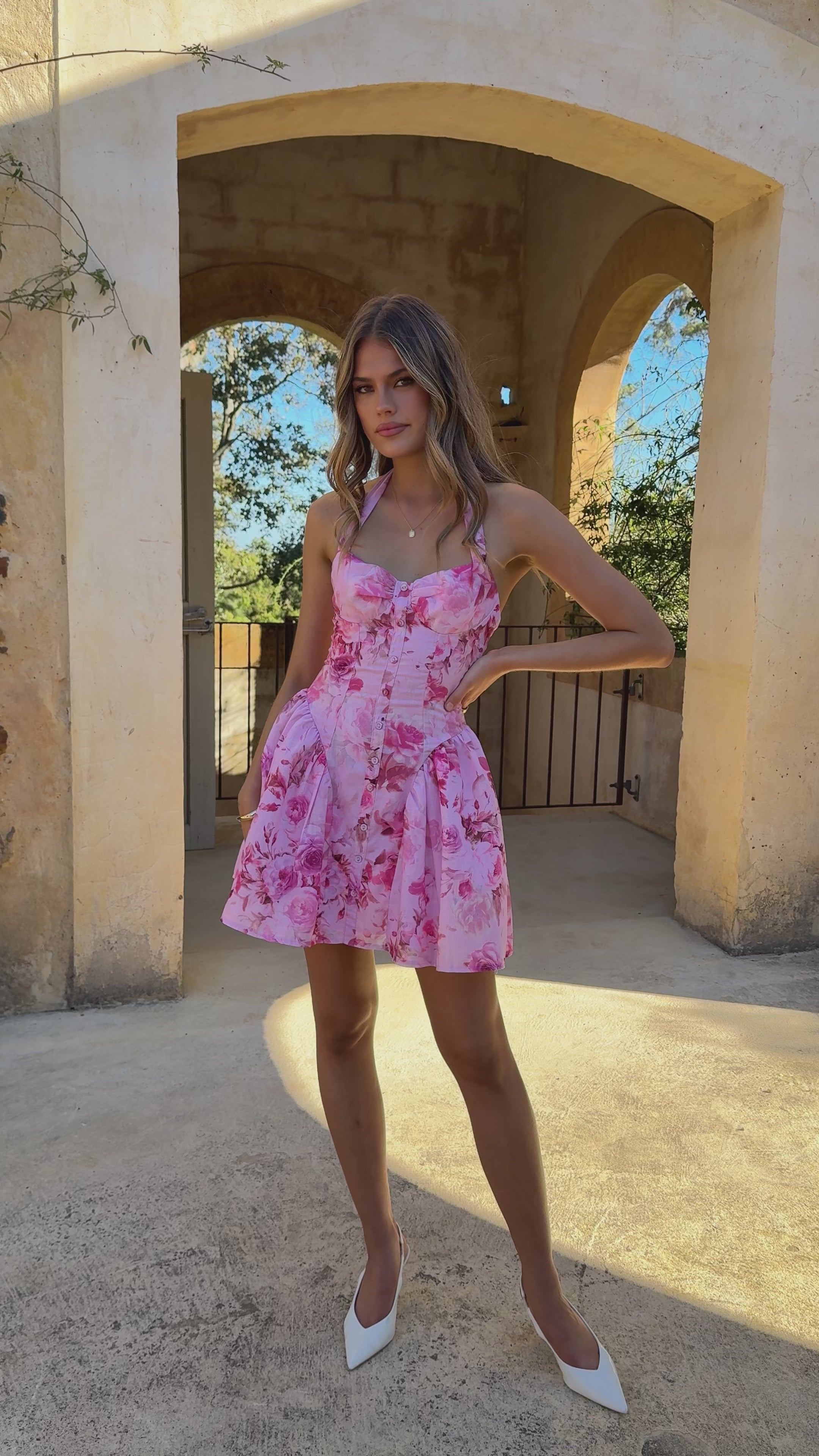 Mabel Mini Dress - Pink Floral