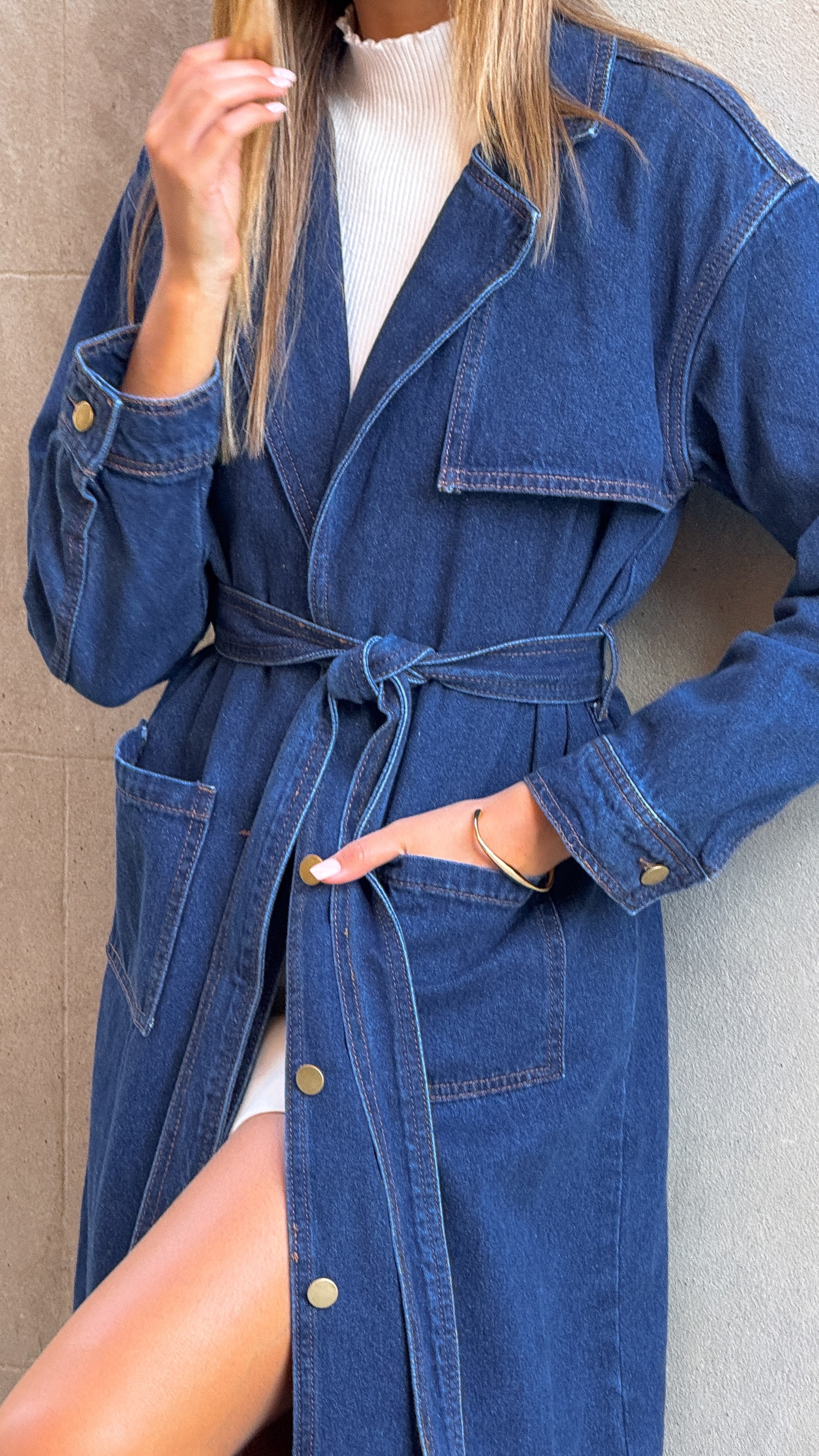 Harlequin Coat - Mid Blue Denim