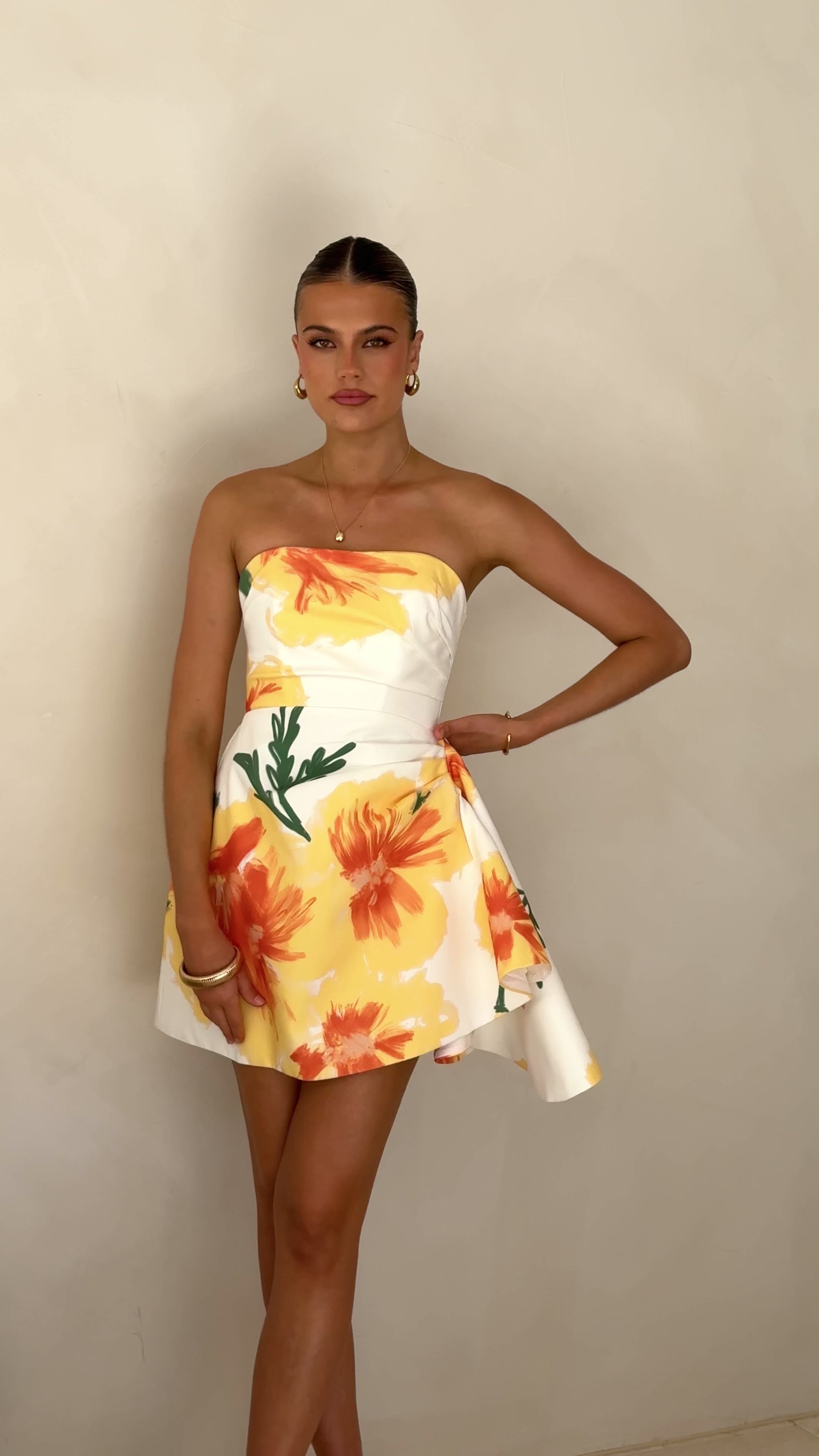 Hanae Mini Dress - Yellow Floral