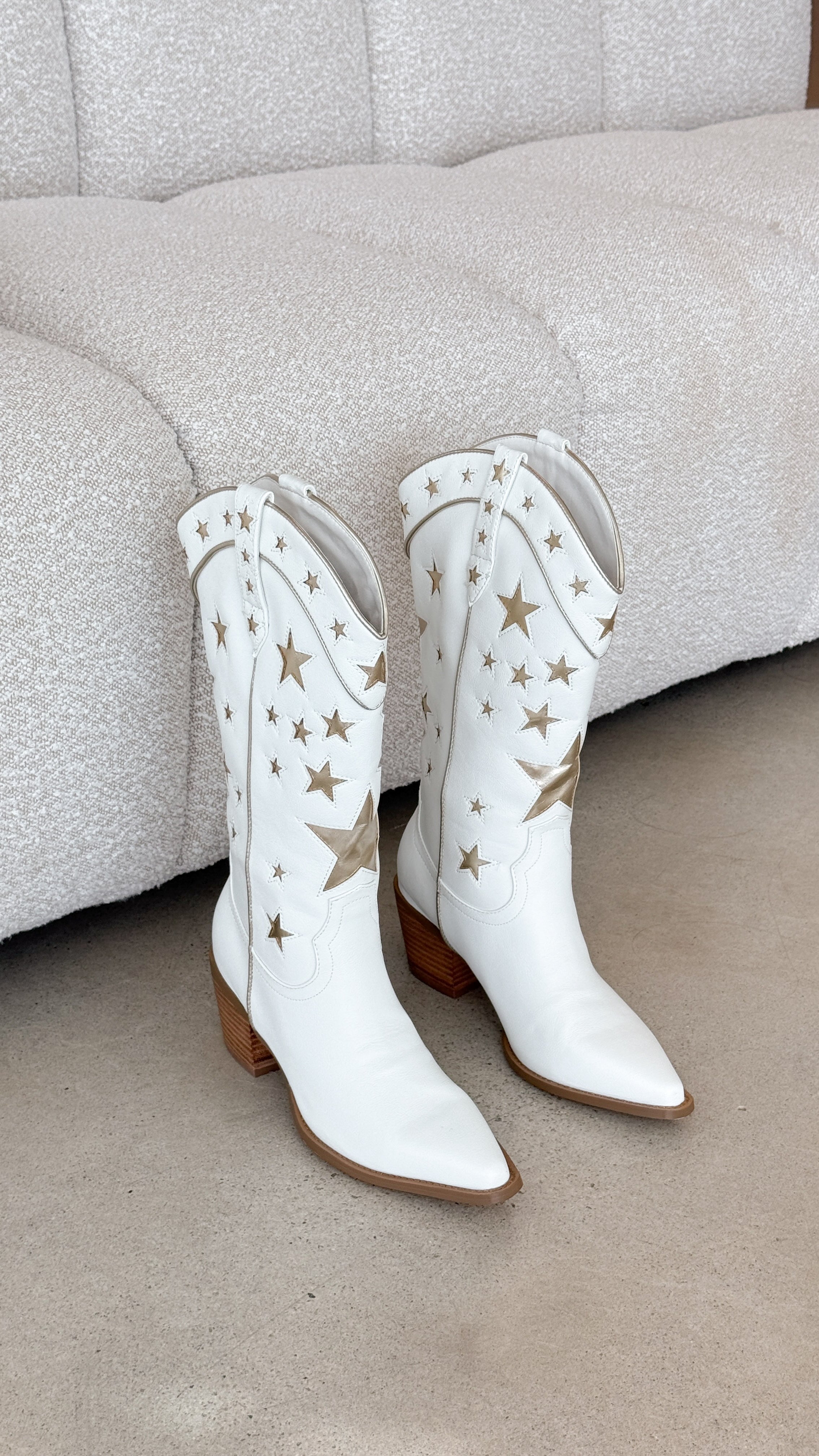 Dollie Boots - White-Gold Metallic