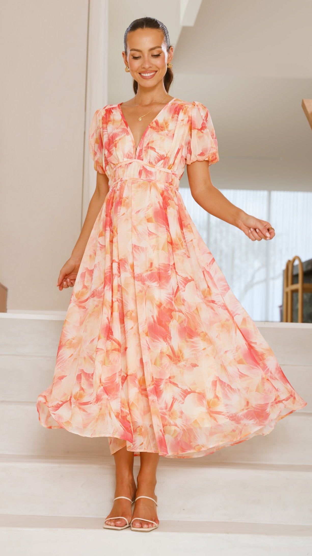 Talma Maxi Dress - Orange Floral