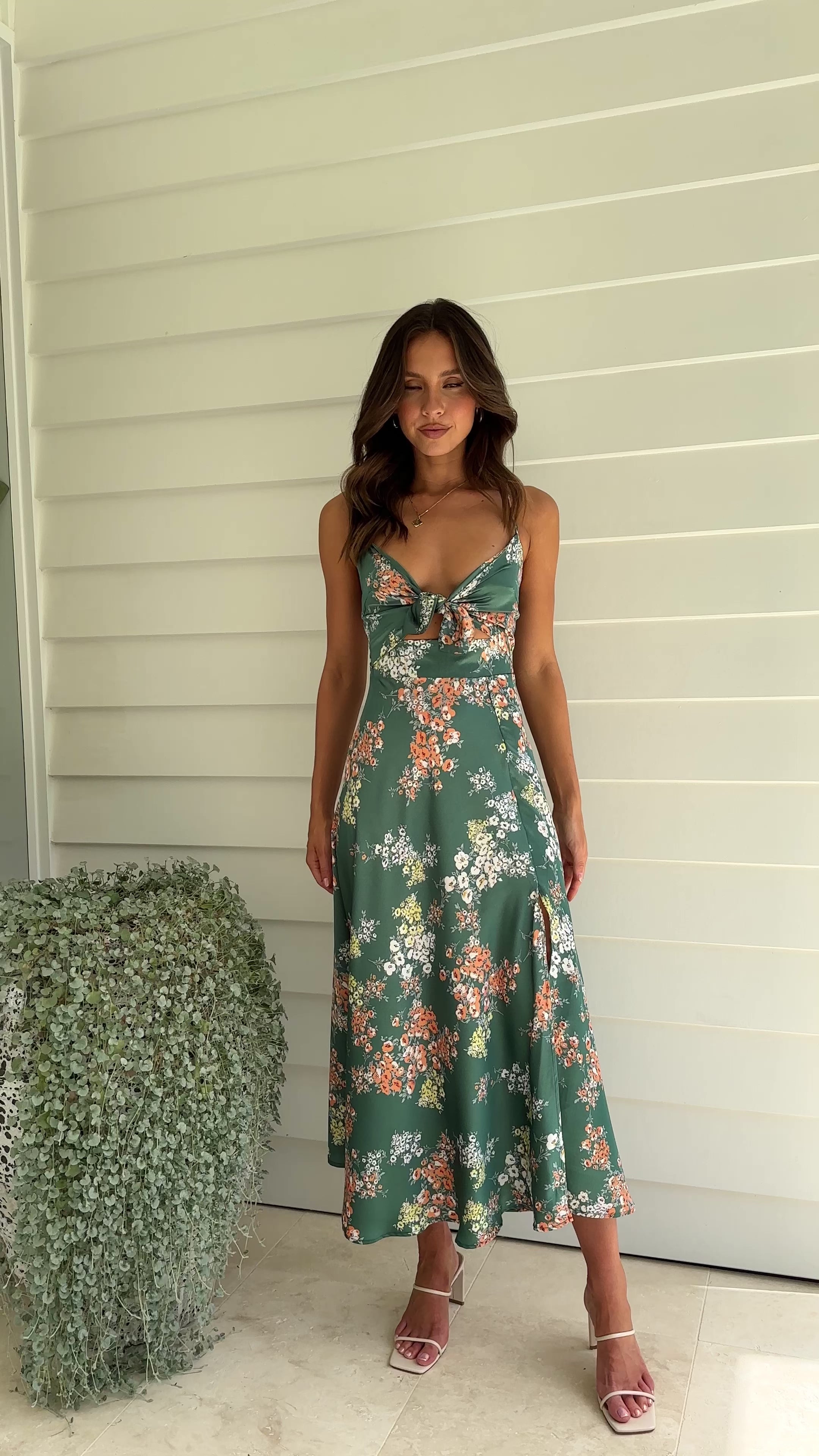 Dreamers Midi Dress - Green Floral