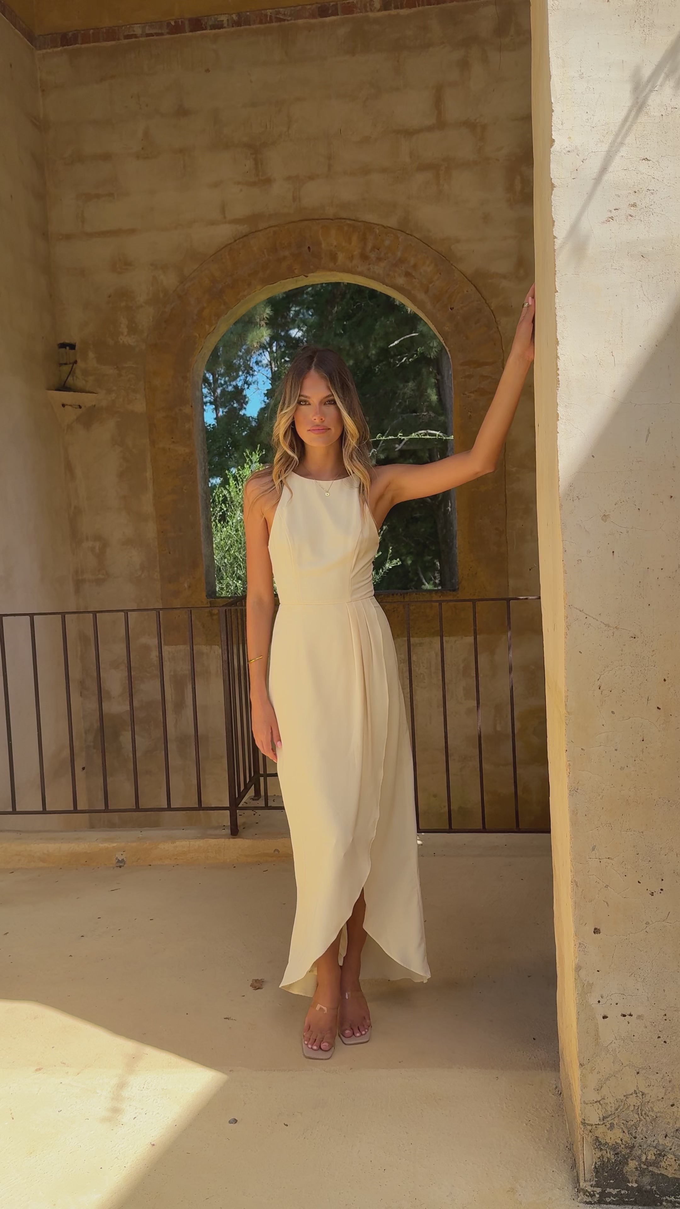 Genevieve Boat Neck Maxi Dress - Yellow