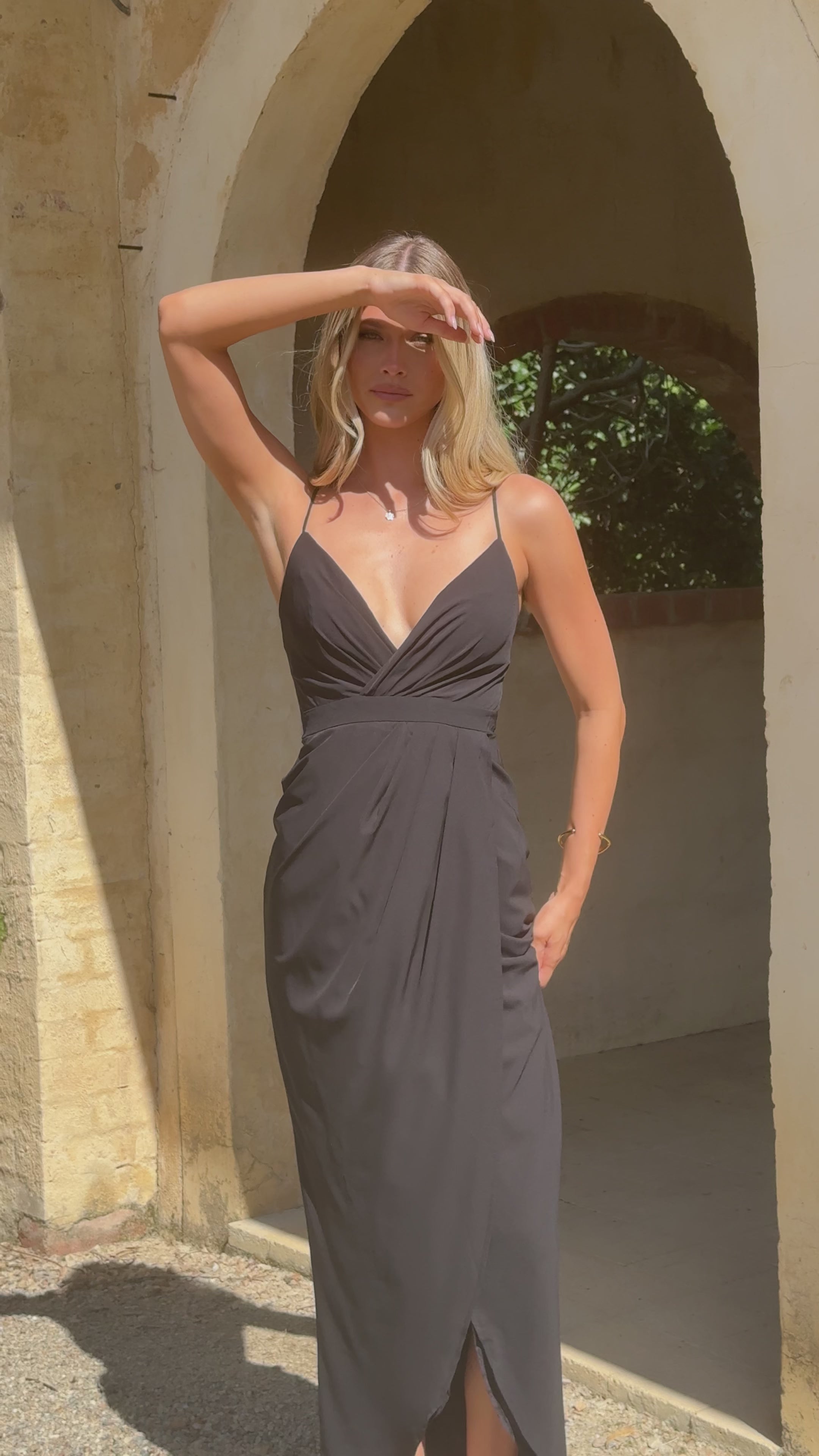 Charlotte Draped Maxi Dress -Black