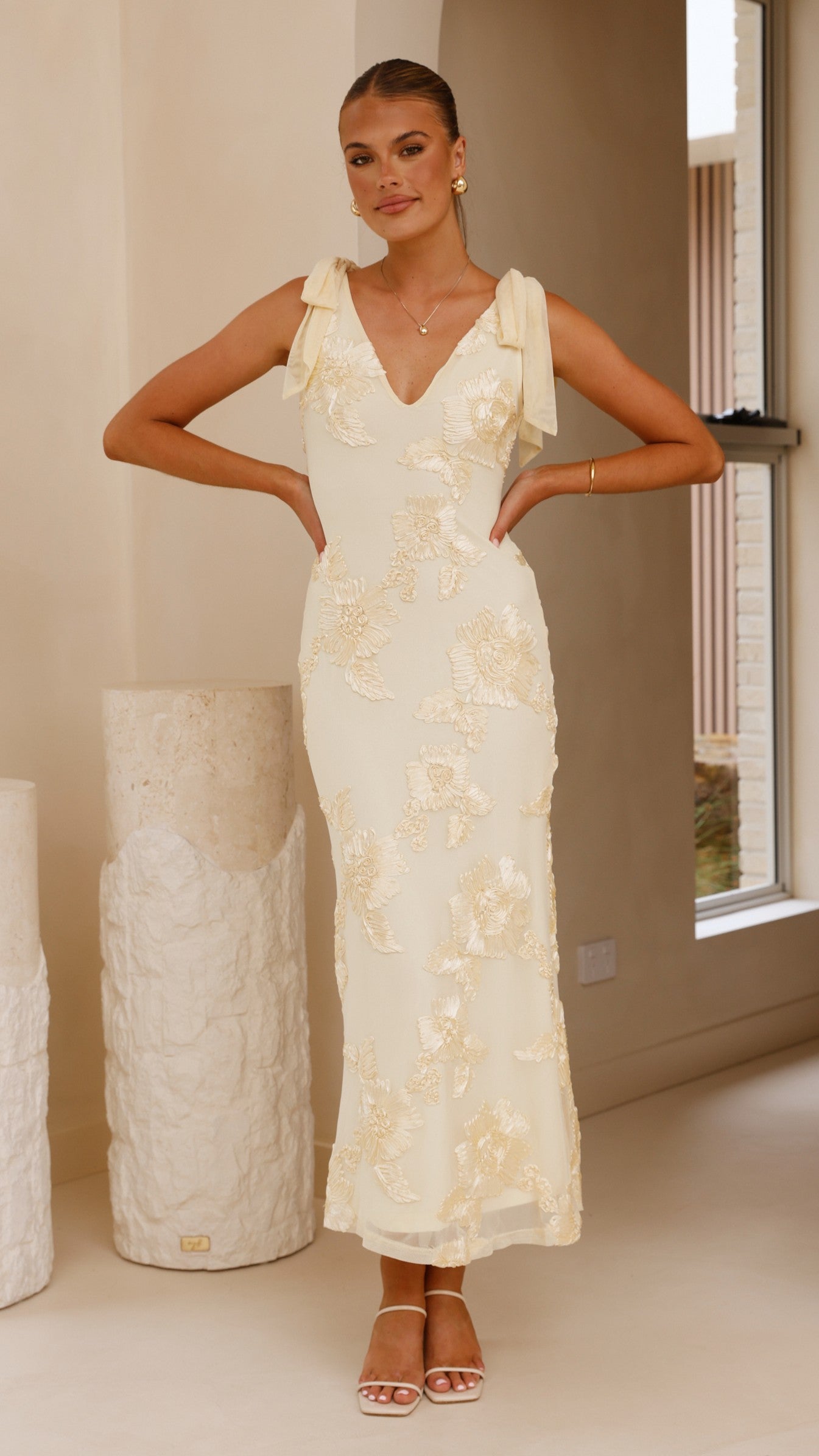 Usha Tie Strap Maxi Dress - Yellow