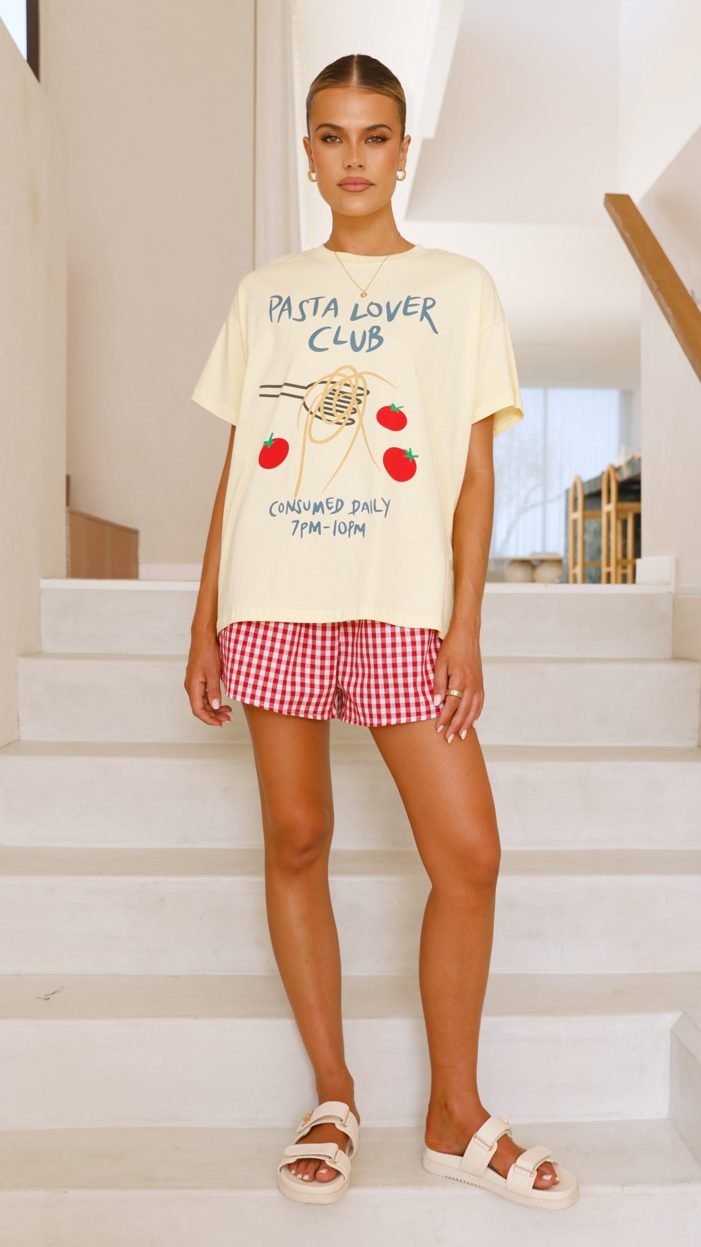 Pasta Lover Top and Shorts Set - Yellow/Red