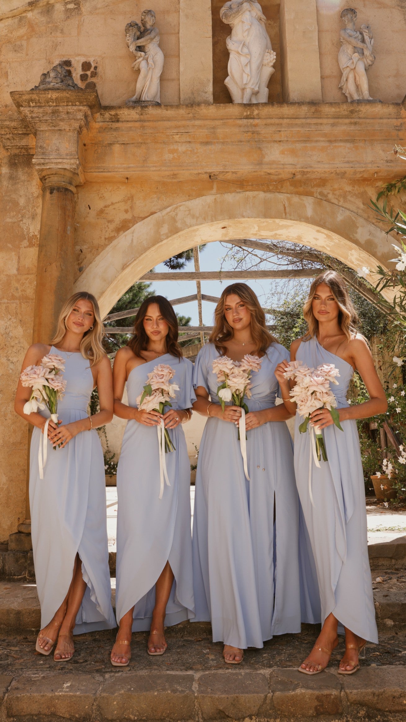 Emma One Sleeve Maxi Dress - Blue