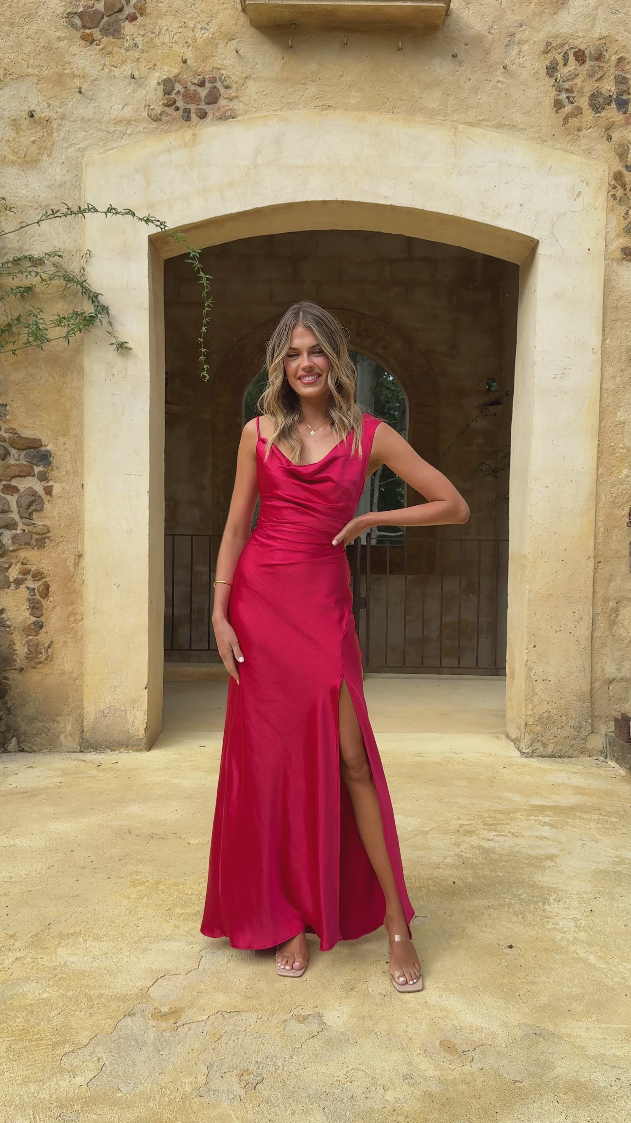Iris Asymmetrical Maxi Dress - Red
