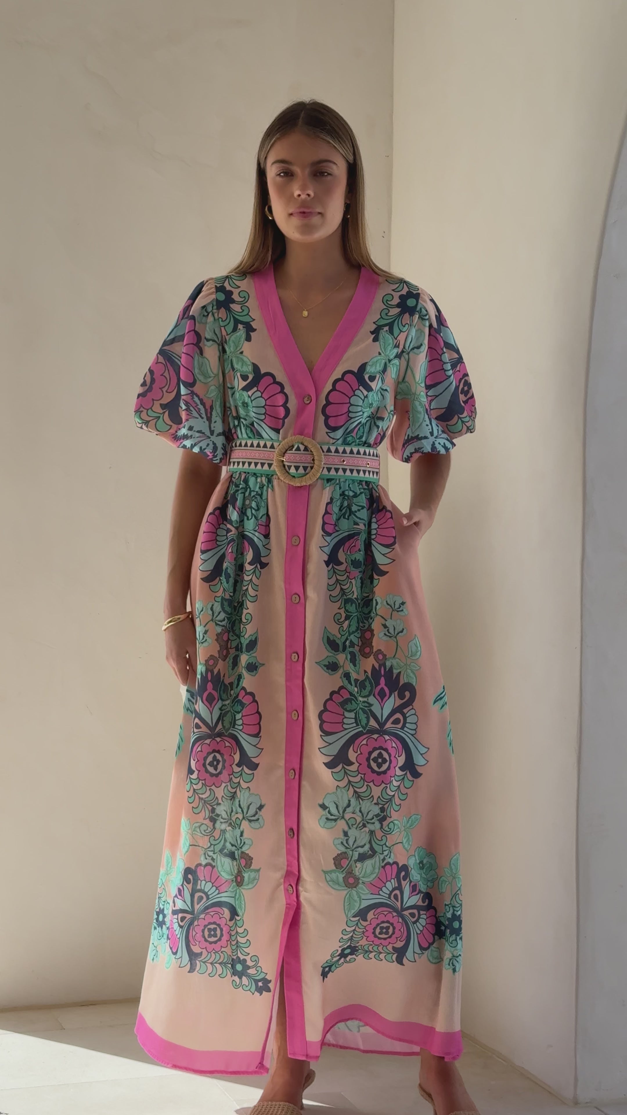 Dali Maxi Dress - Island Bloom Pink