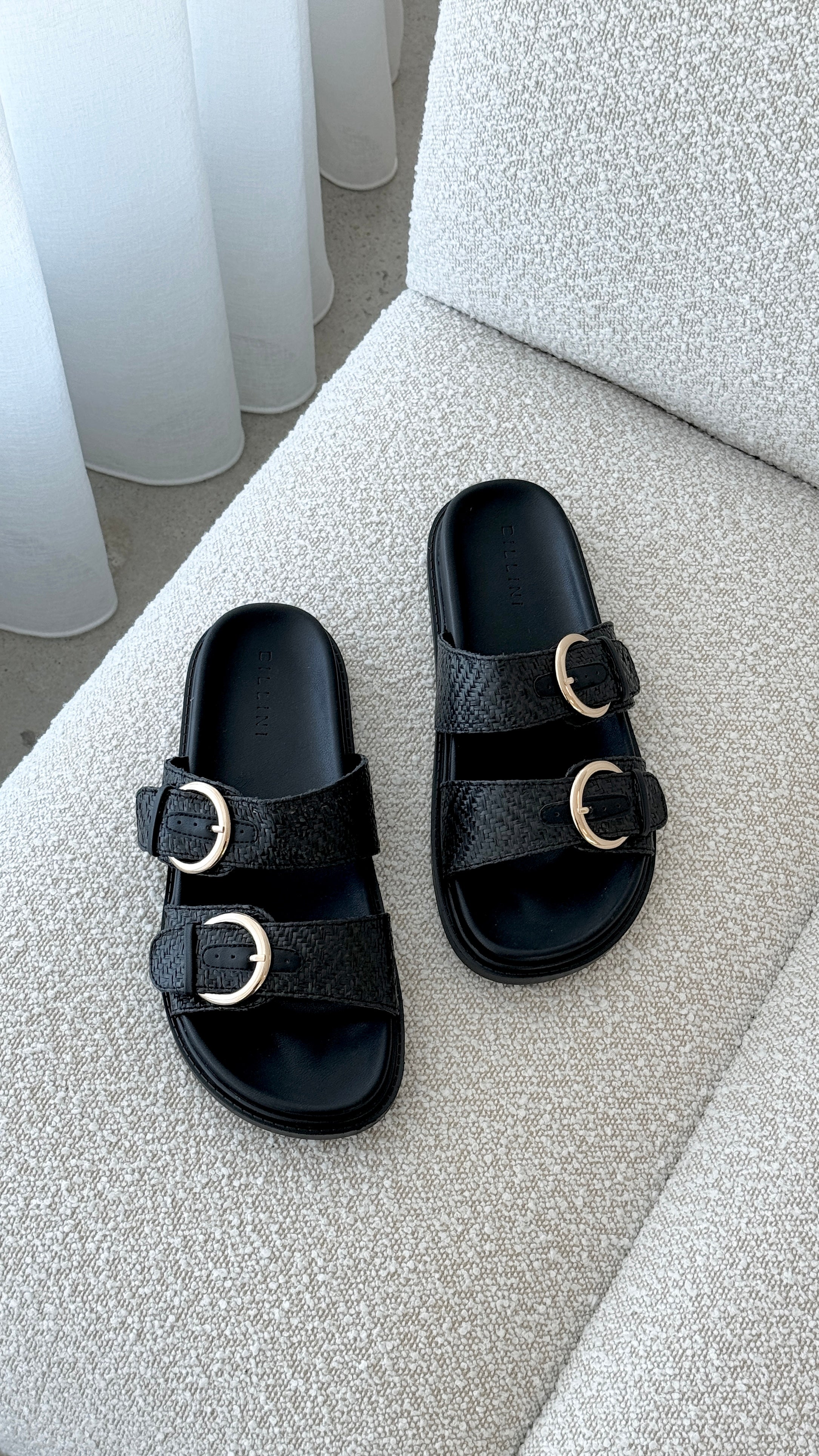 Wilmer Slide - Black Raffia