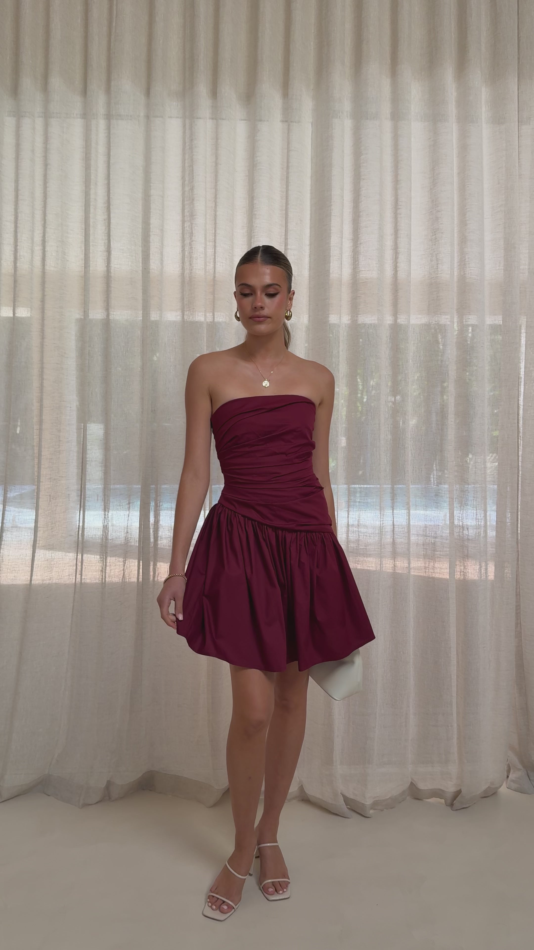 Selena Mini Dress - Burgundy