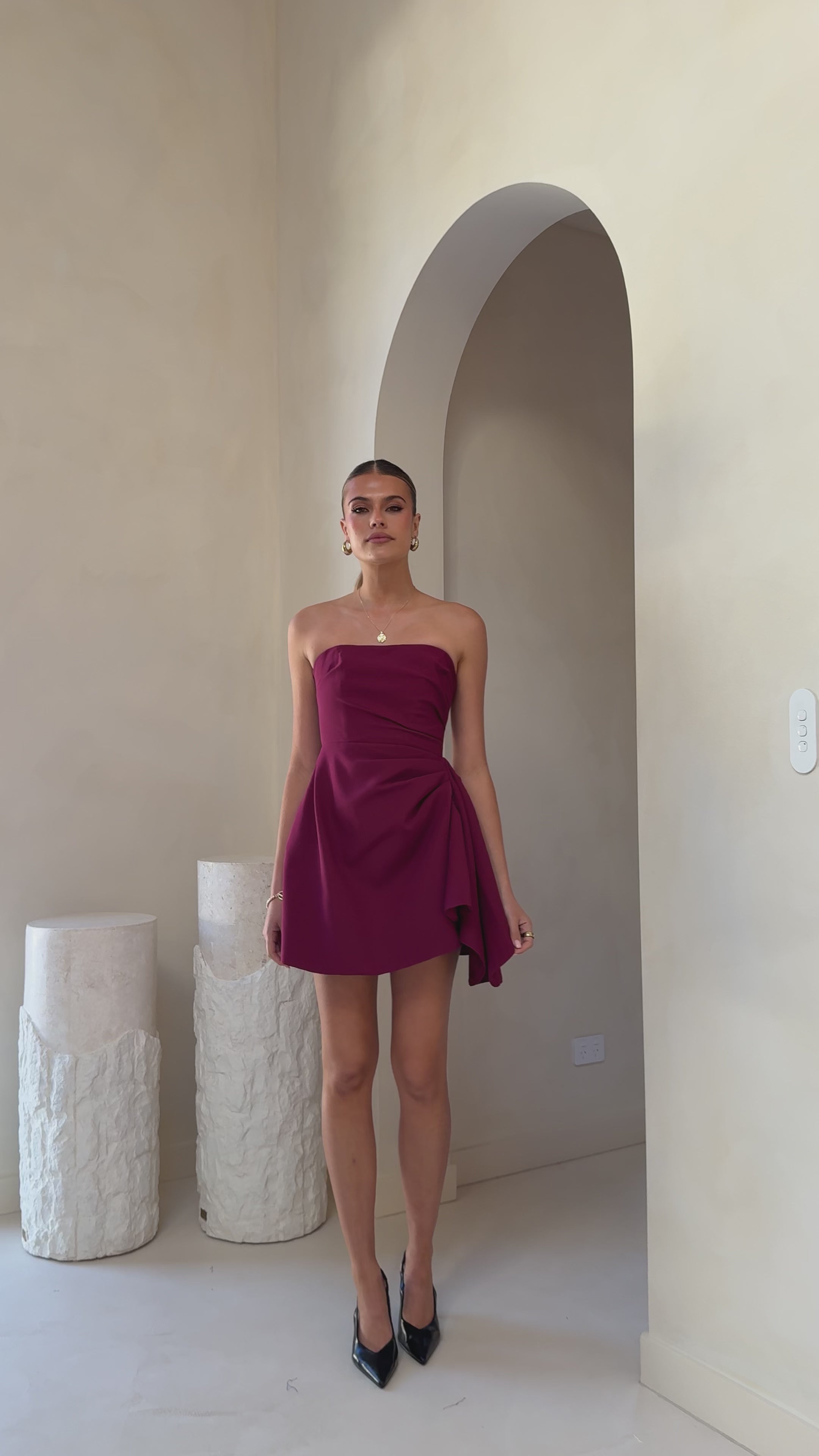 Hanae Mini Dress - Wine