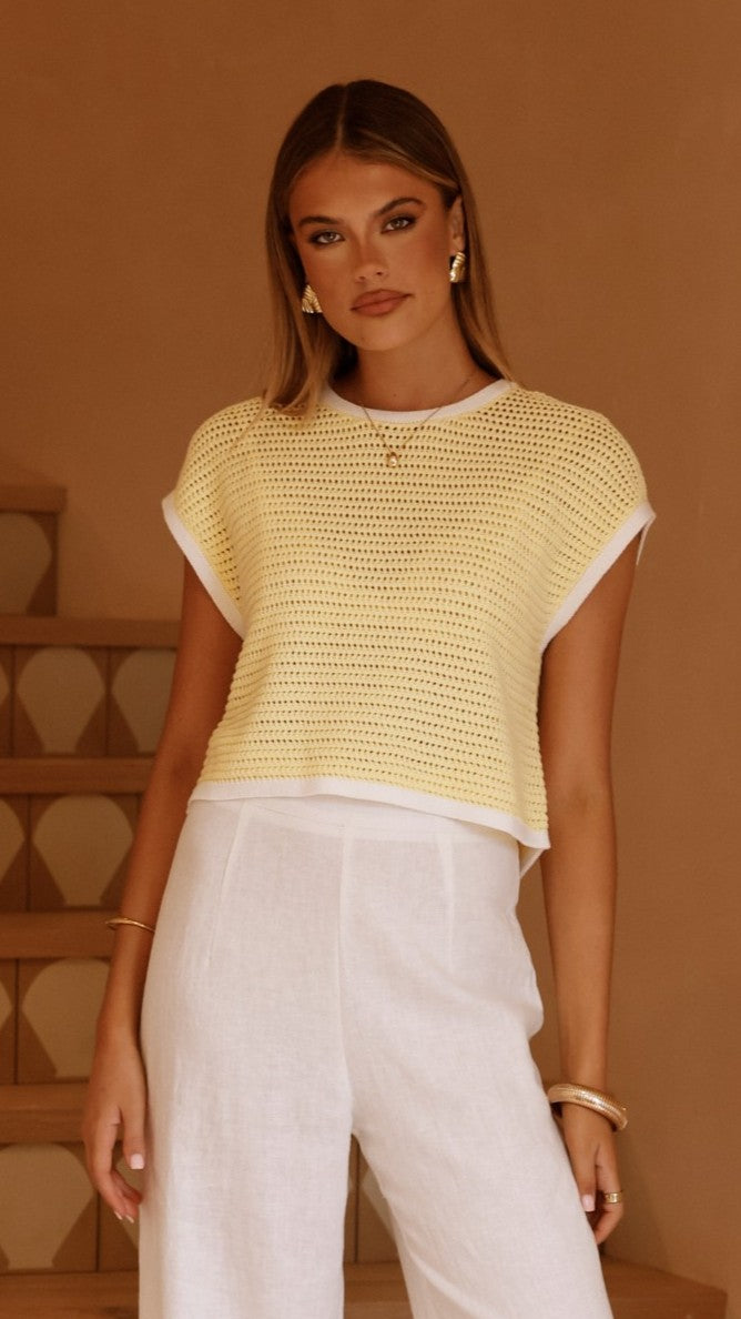 Shoreline Crochet Top - Yellow