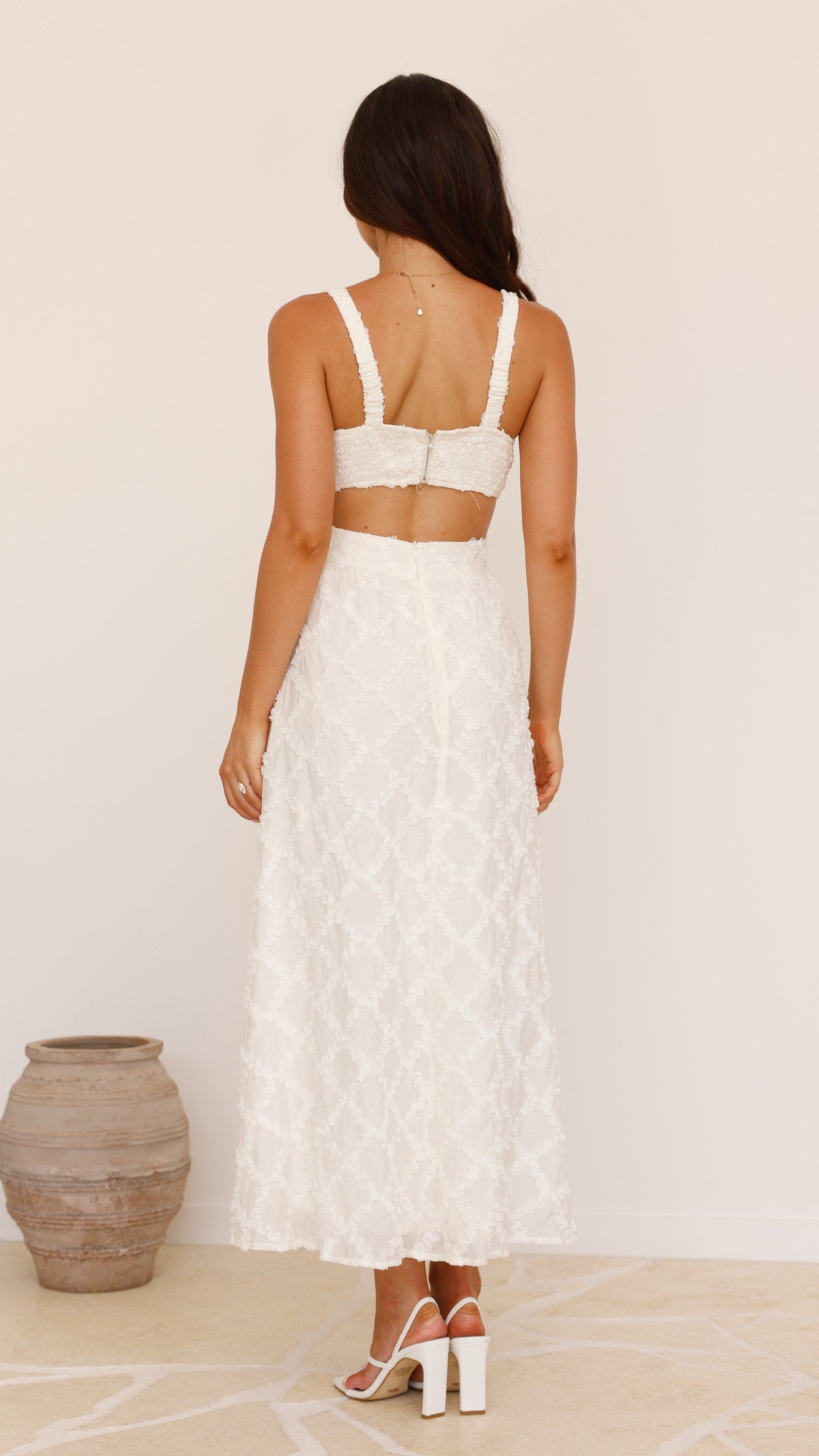 Jenny Side Cut Midi Dress - Cream