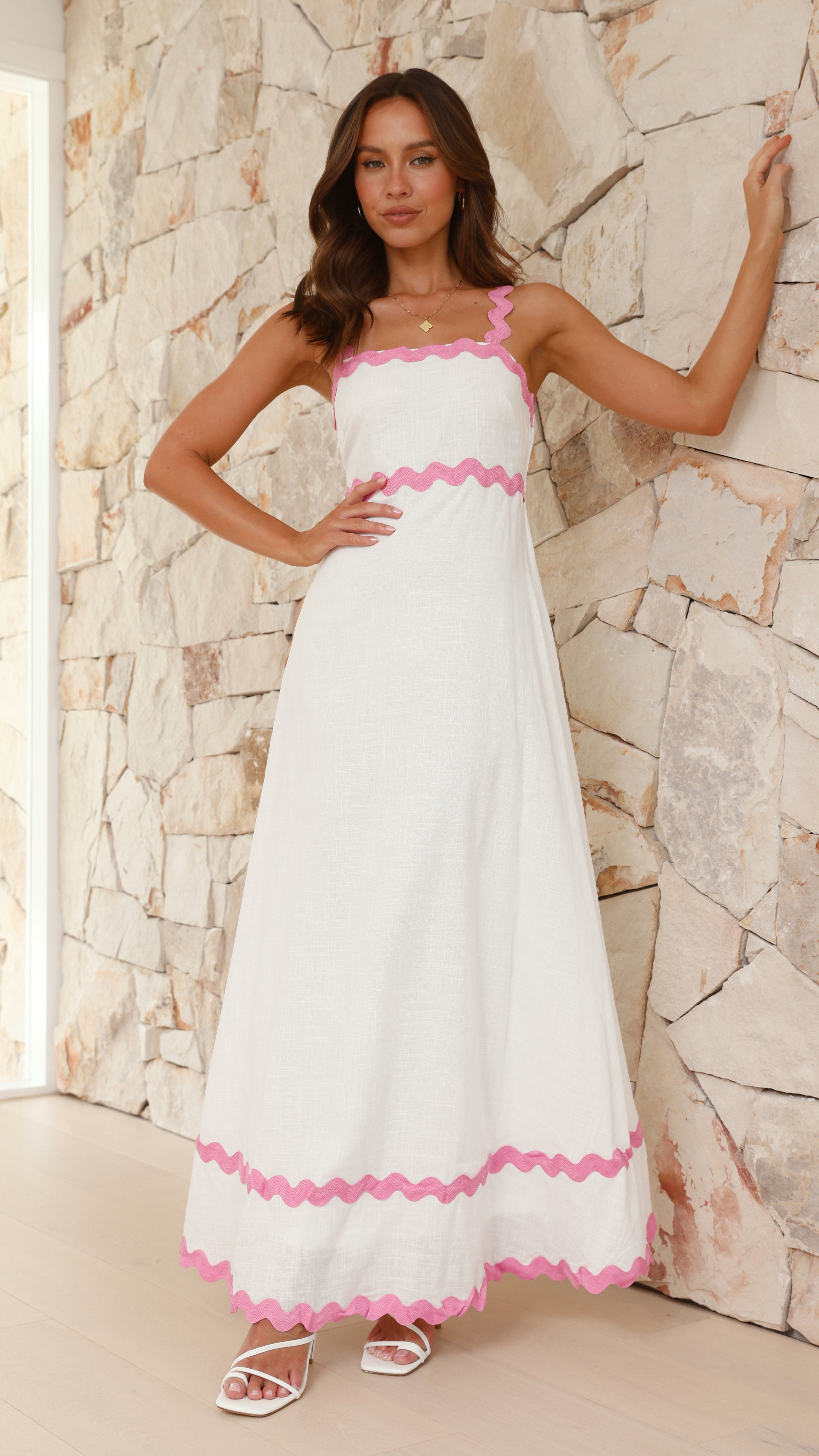 Daleyza Maxi Dress - White / Pink