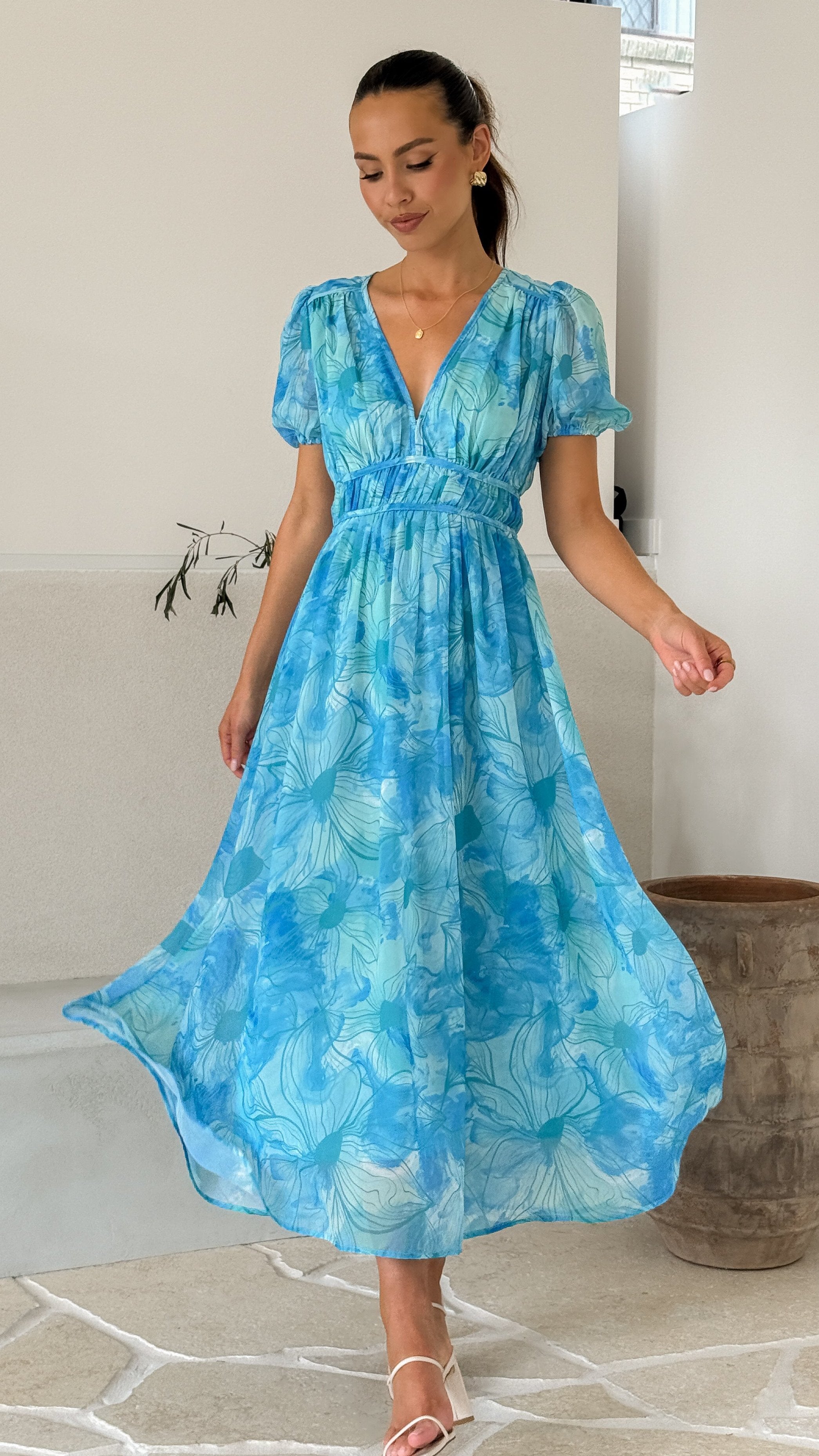 Talma Maxi Dress - Blue Floral
