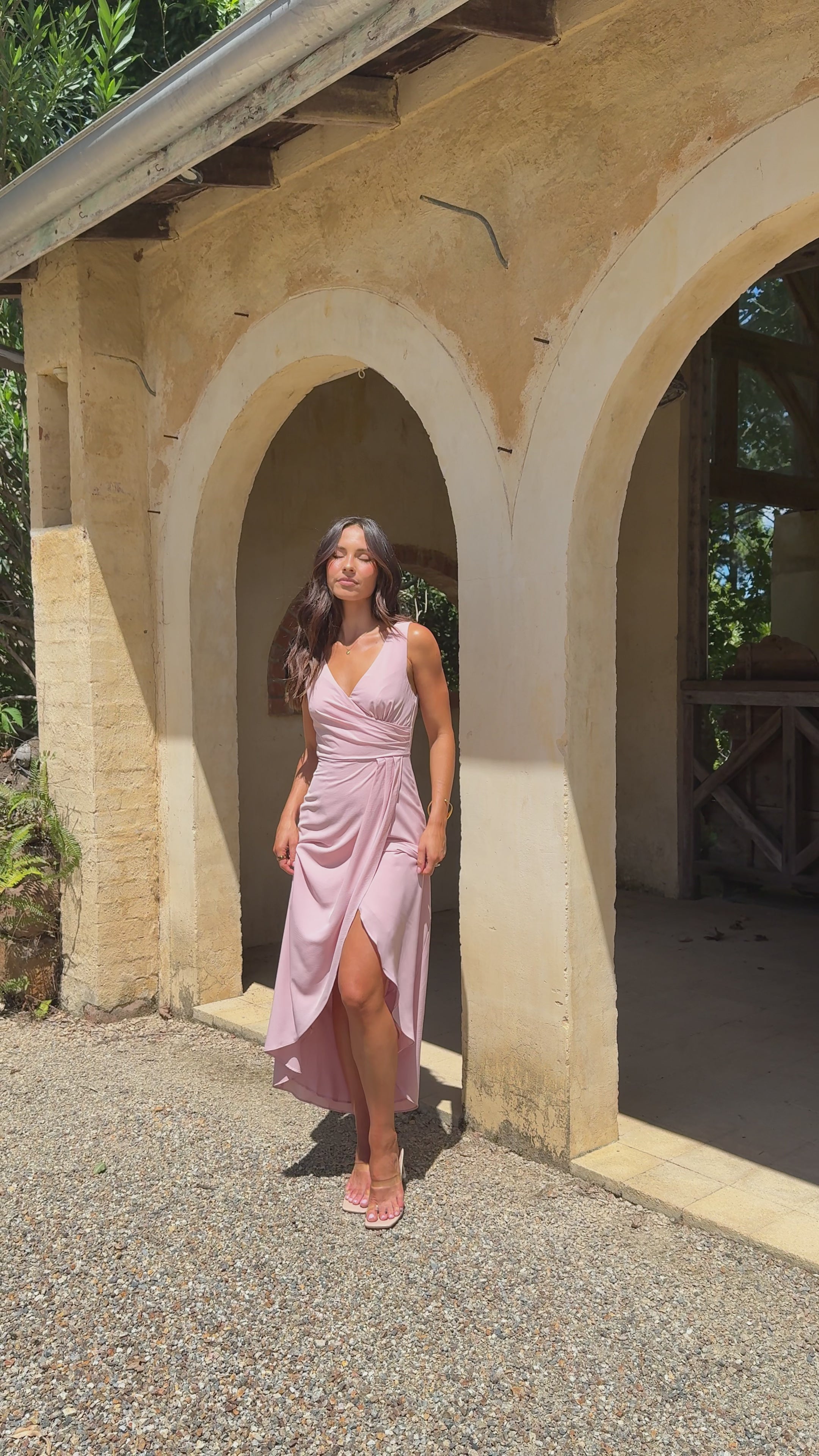Pamela V Neck Maxi Dress - Dusty Pink