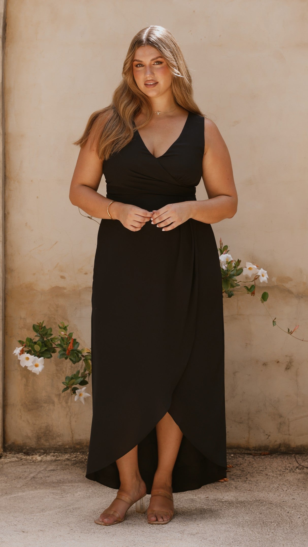 Pamela V Neck Maxi Dress - Black