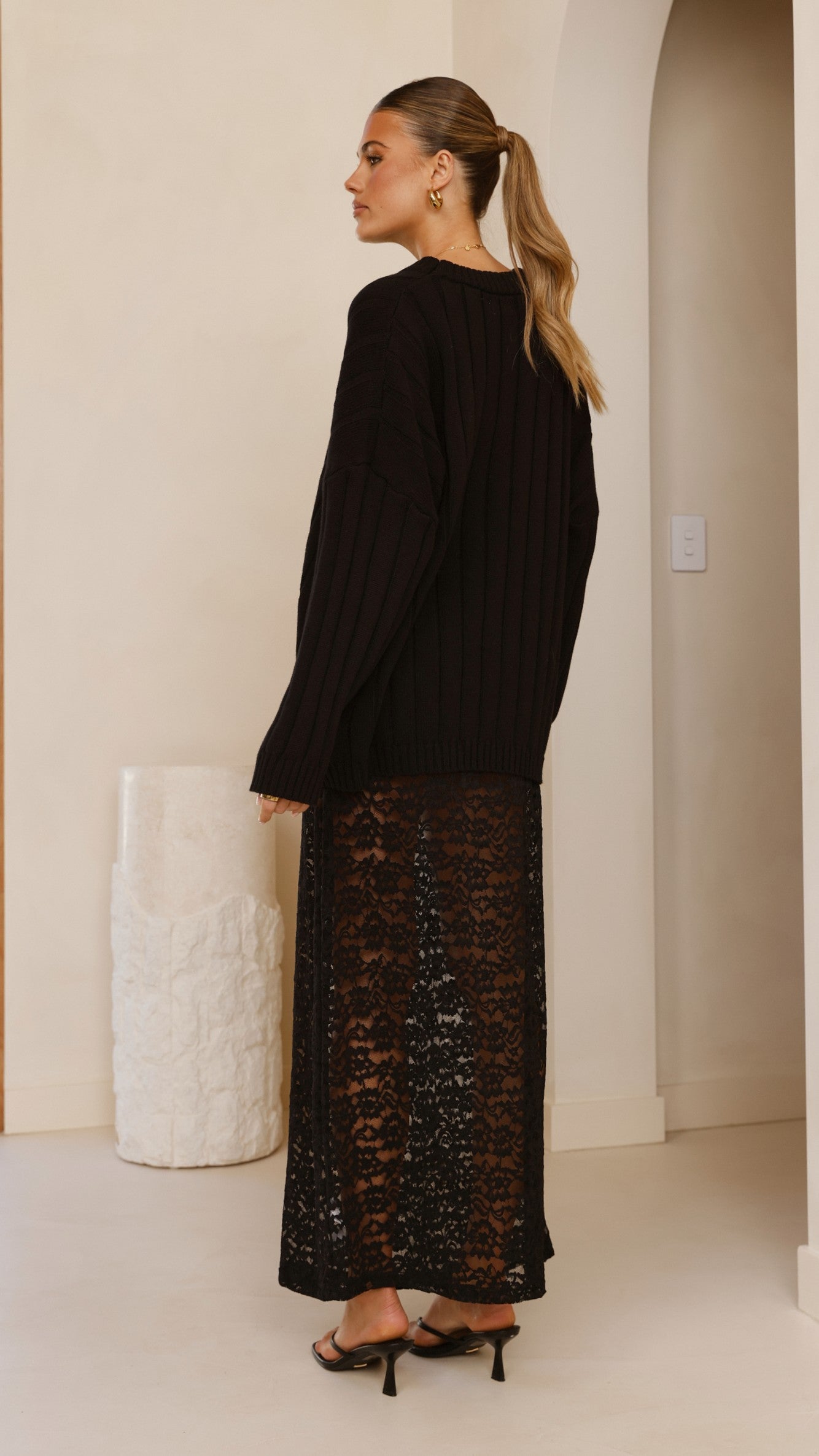 Harlene Lace Maxi Skirt - Black