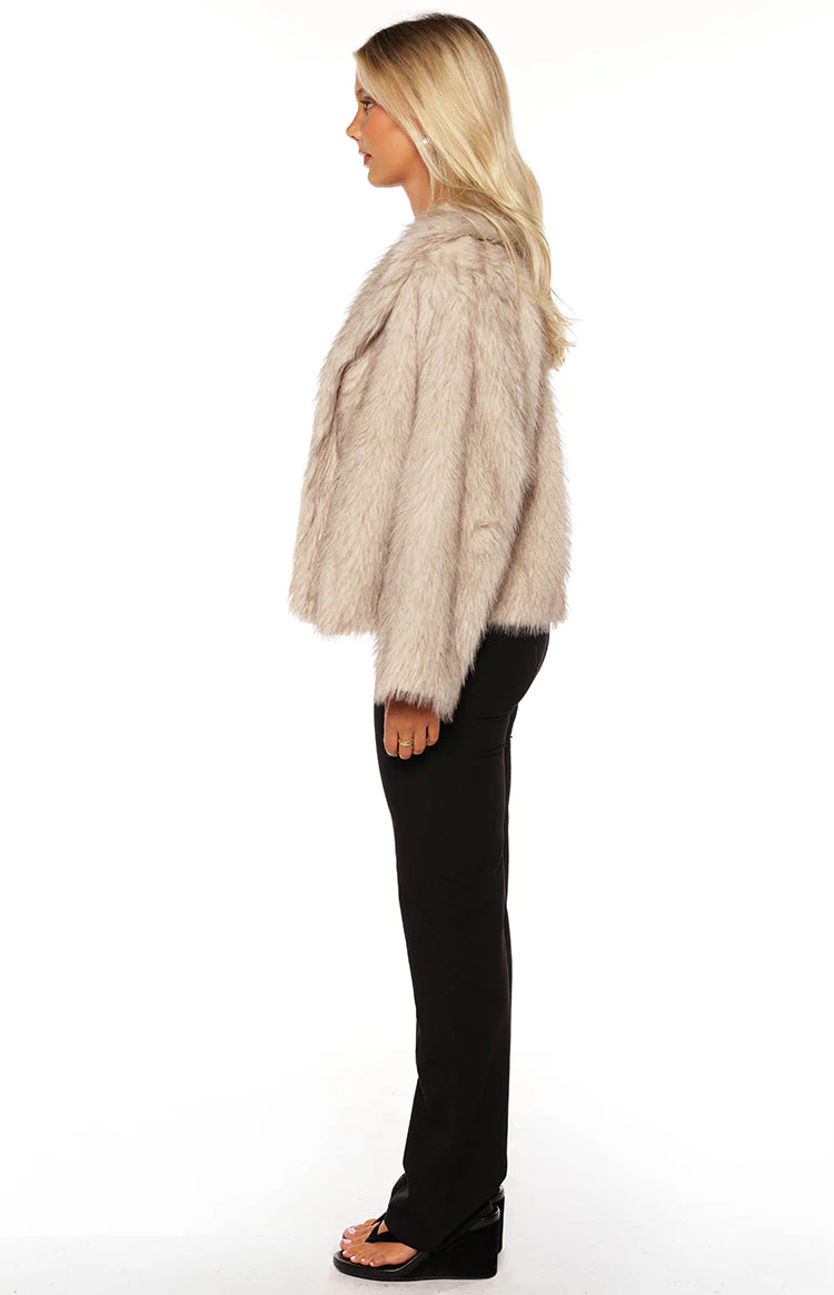 It Girl Sand Faux Fur Jacket