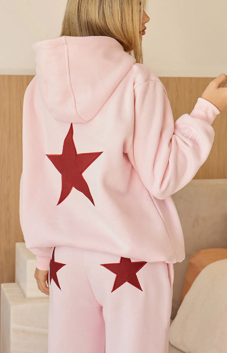 Beginning Pink Burgundy Star Hoodie