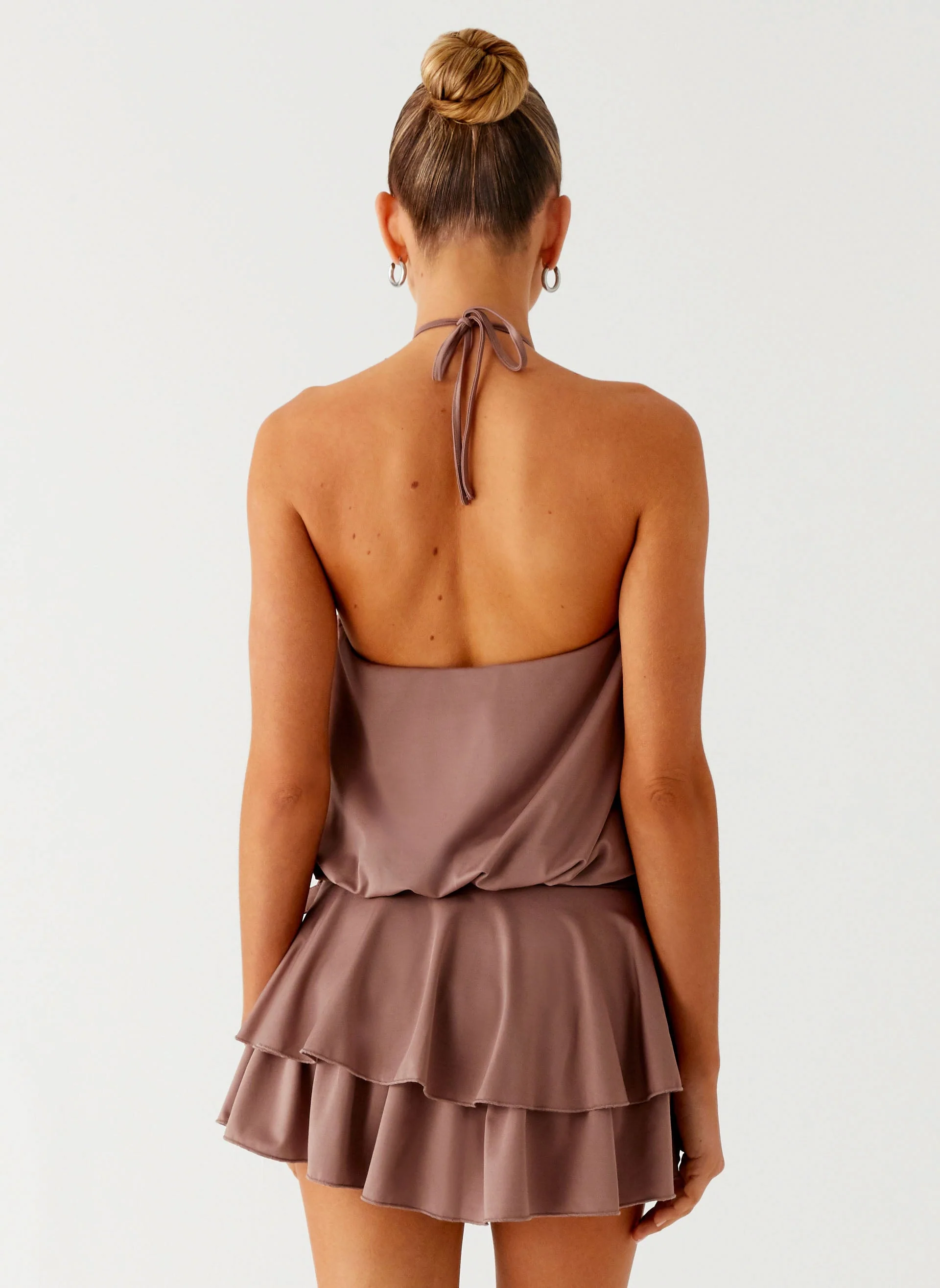 Dopamine Belt Mini Dress - Taupe