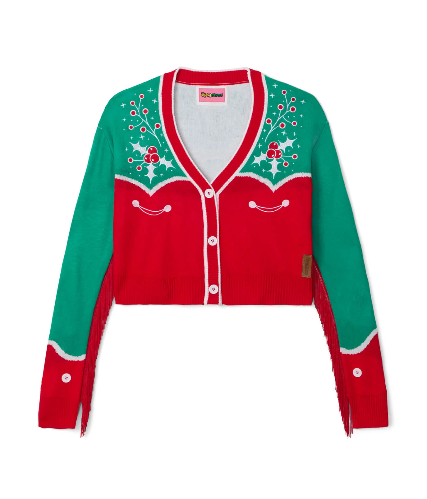 Women's Christmas Cowgirl Cropped Cardigan Sweater