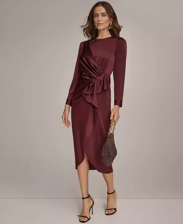 Donna Karan New York Women's Ruched Midi Dress
