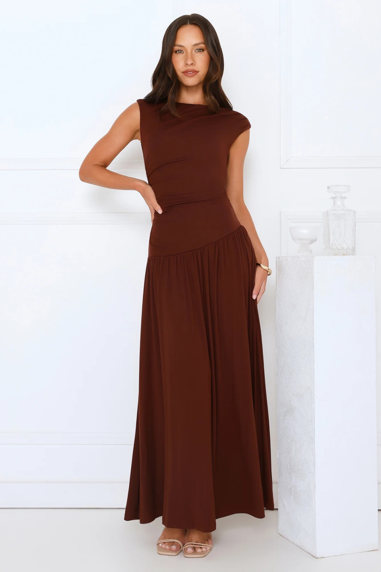 Sophisticated Simplicity Maxi Dress Brown
