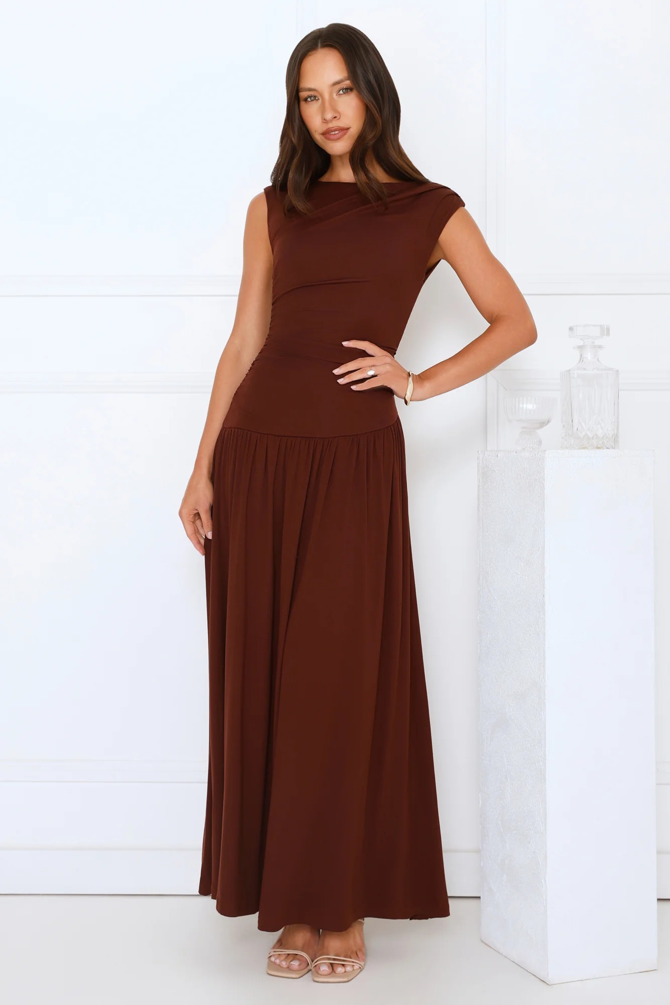 Sophisticated Simplicity Maxi Dress Brown