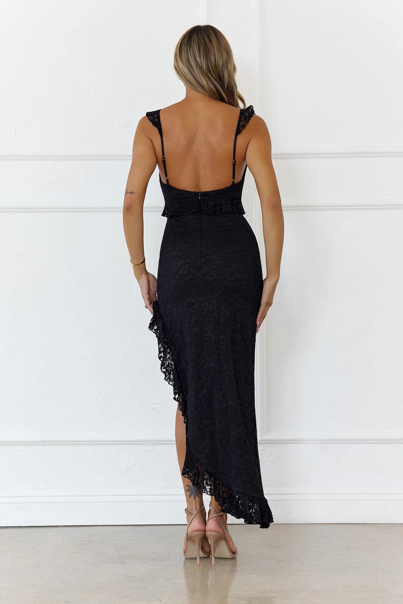 Enchanted By You Lace Midi Dress Black