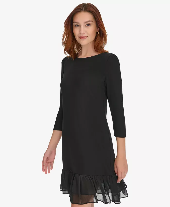 Tommy Hilfiger Women's Crewneck Ruffle Hem Dress