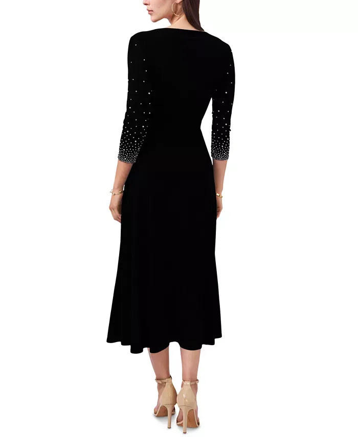 MSK V-Neck Beaded Midi Dress