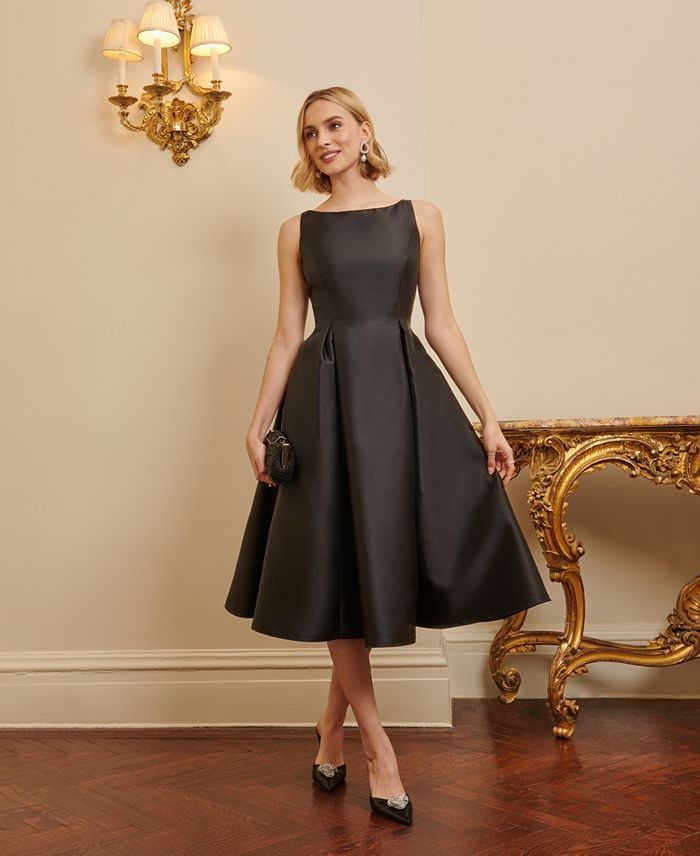 Adrianna Papell Women's Boat-Neck Fit & Flare Midi Dress